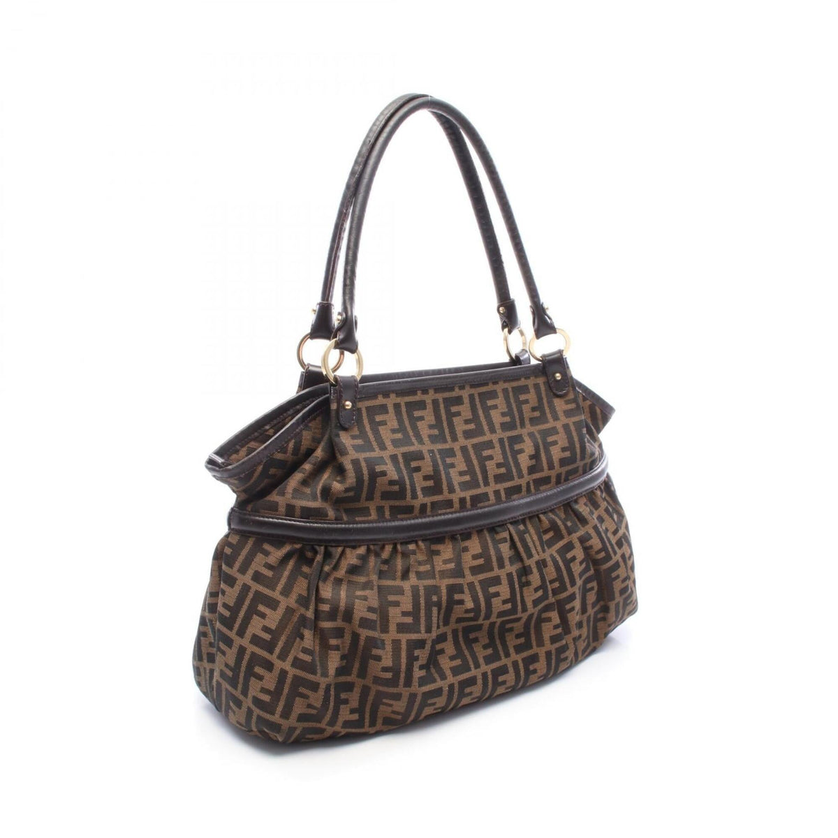 Fendi Brown Canvas Leather Handbag Shoulder Bag (Pre-Owned)