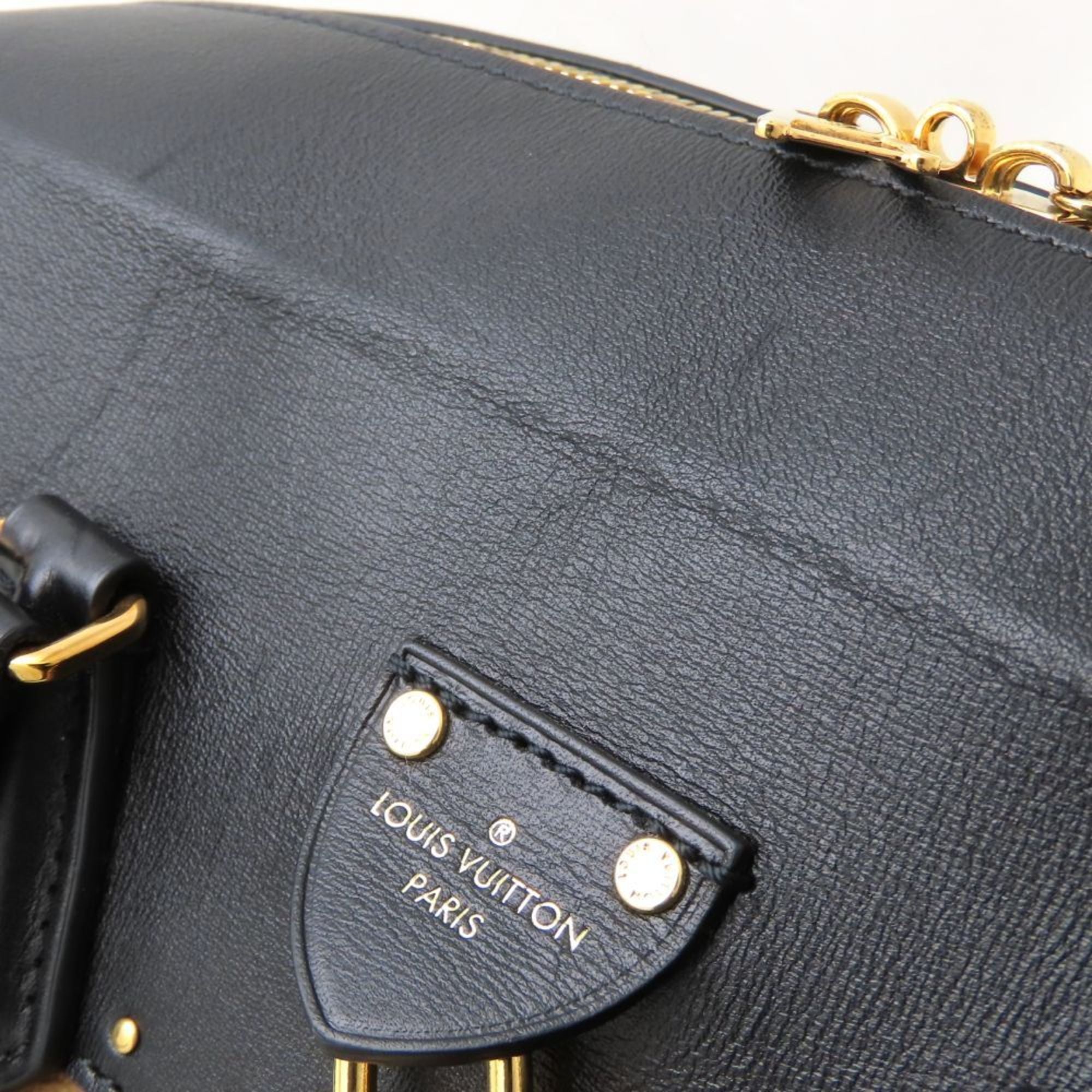 Louis Vuitton Black Brown Canvas Leather Handbag (Pre-Owned)