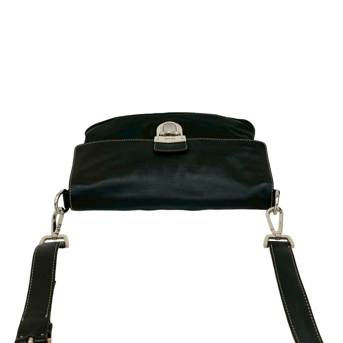 Prada Black Leather Nylon Pochette Shoulder Bag (Pre-Owned)