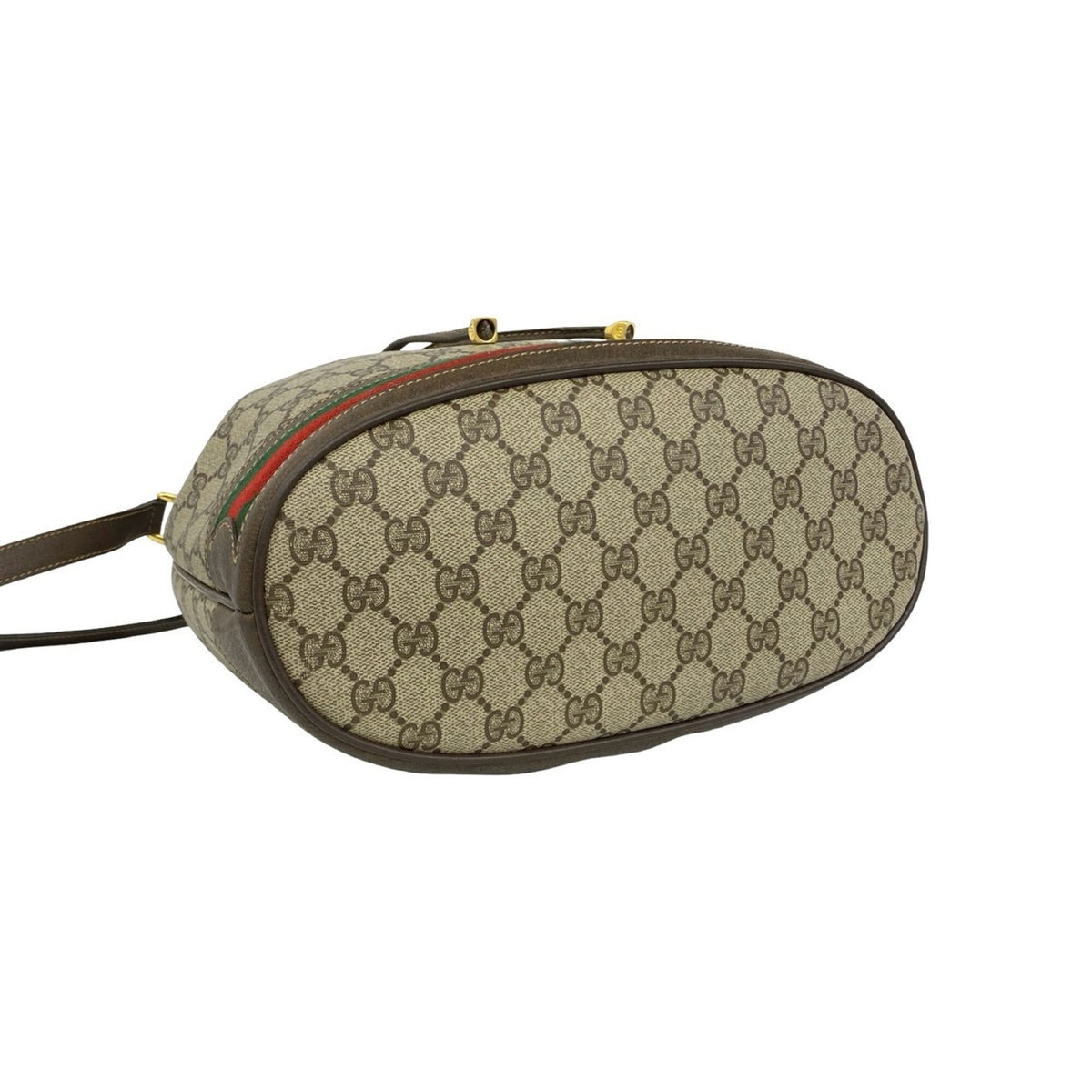 Gucci Brown Green Red Color Leather Pvc Shoulder Bag (Pre-Owned)