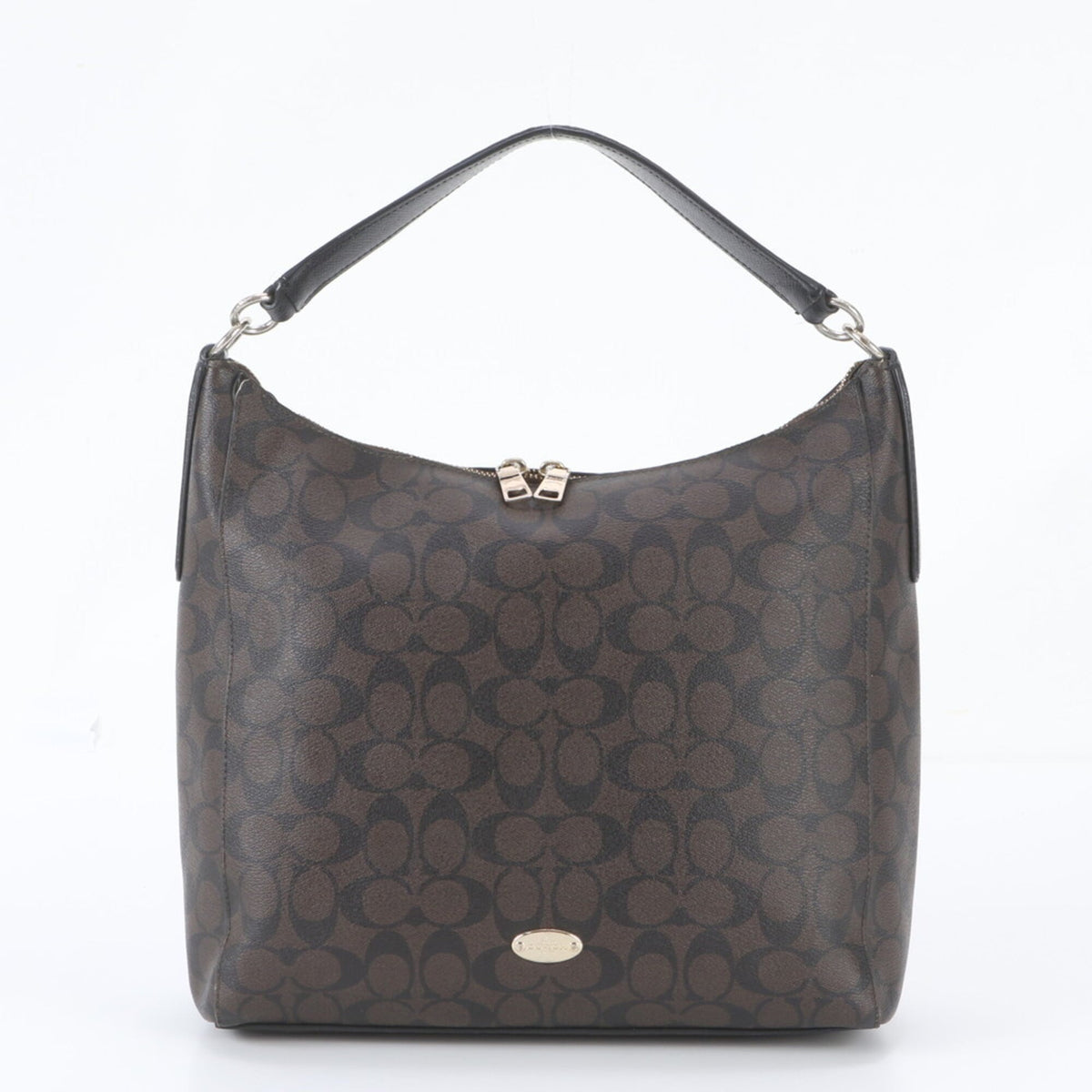 Coach Brown Leather Coated Canvas Handbag Shoulder Bag Tote Bag (Pre-Owned)