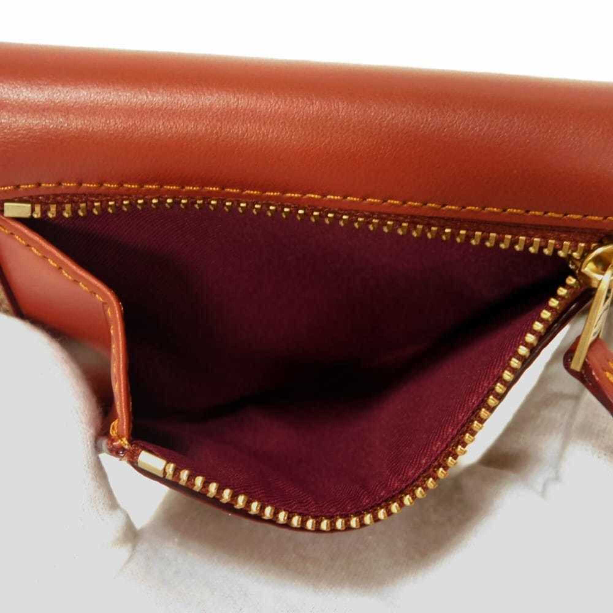 Coach Signature Beige Signature Line Coated Canvas Leather Wallet (Tri-Fold) (Pre-Owned)