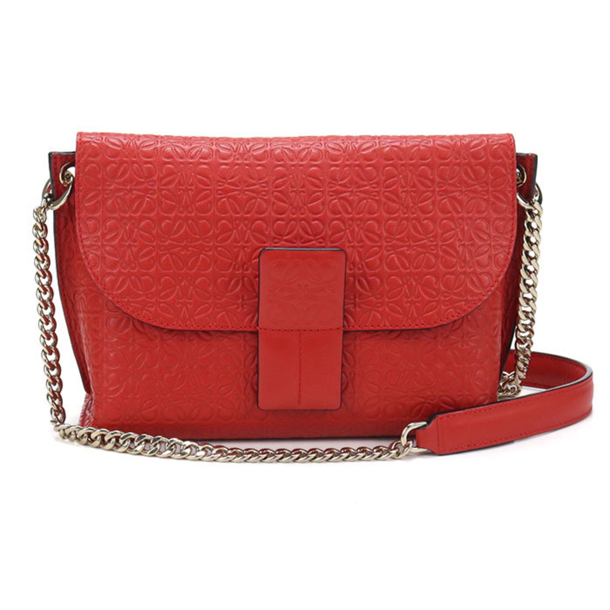 Loewe Red Color Leather Shoulder Bag (Pre-Owned)