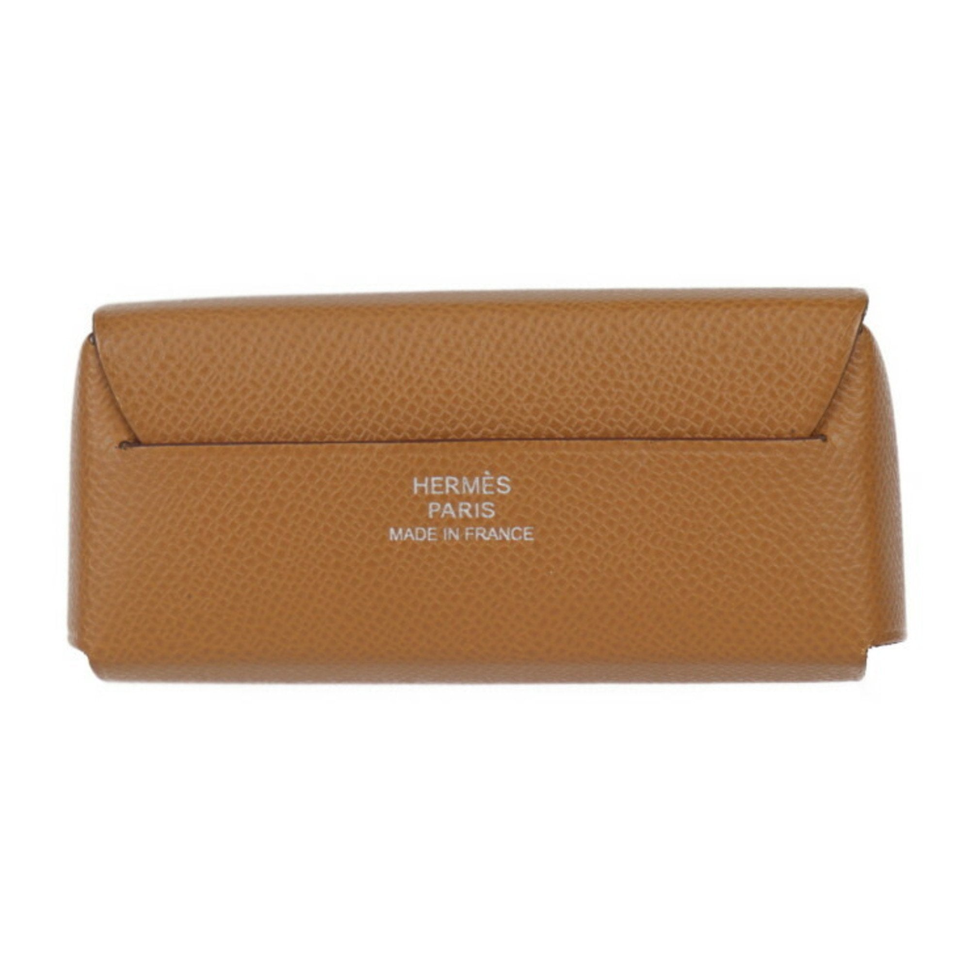 Hermes Brown Gold Brown Leather Wash Bag (Pre-Owned)