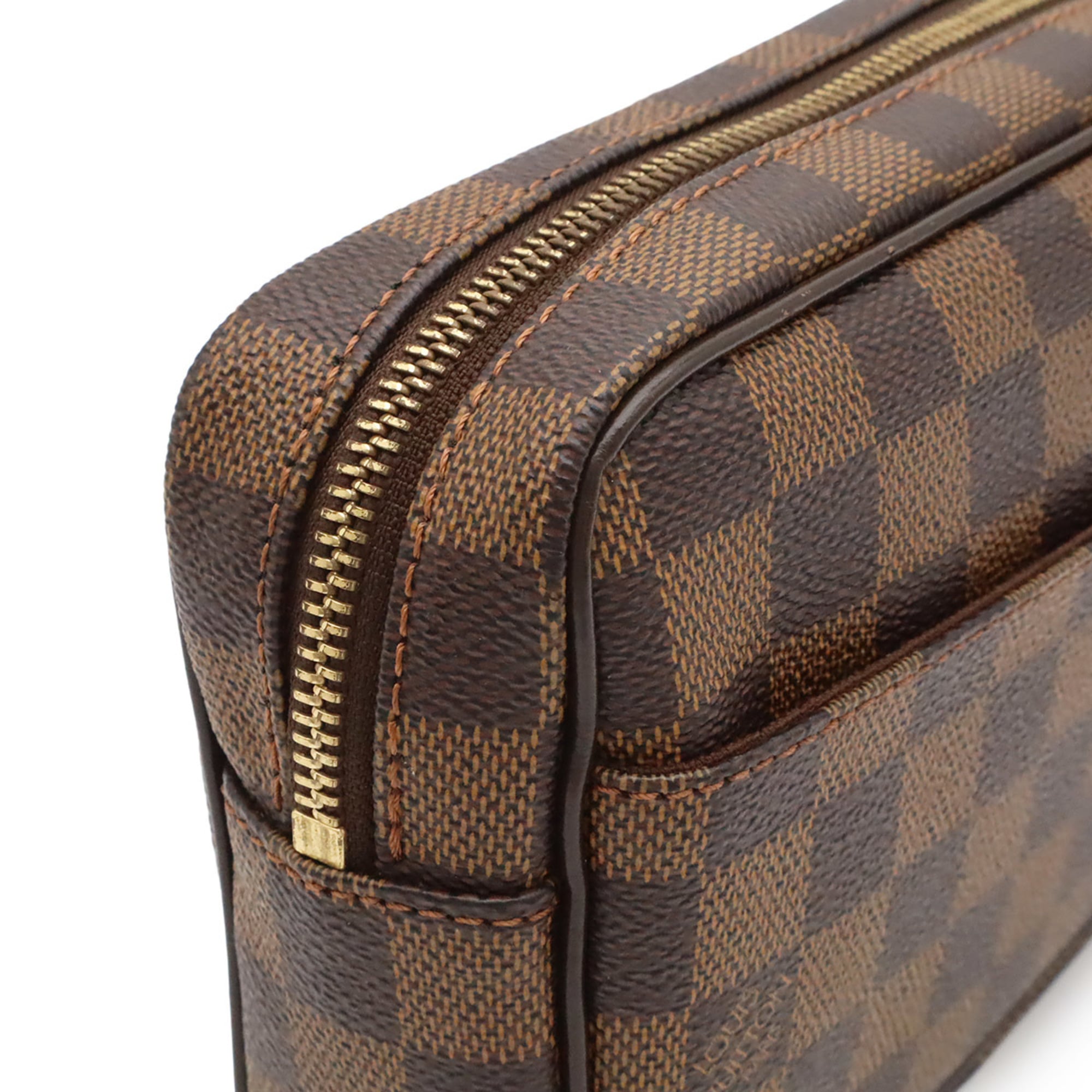 Louis Vuitton Brown Damier Canvas Pvc Damier Canvas Clutch Bag Handbag Pochette (Pre-Owned)