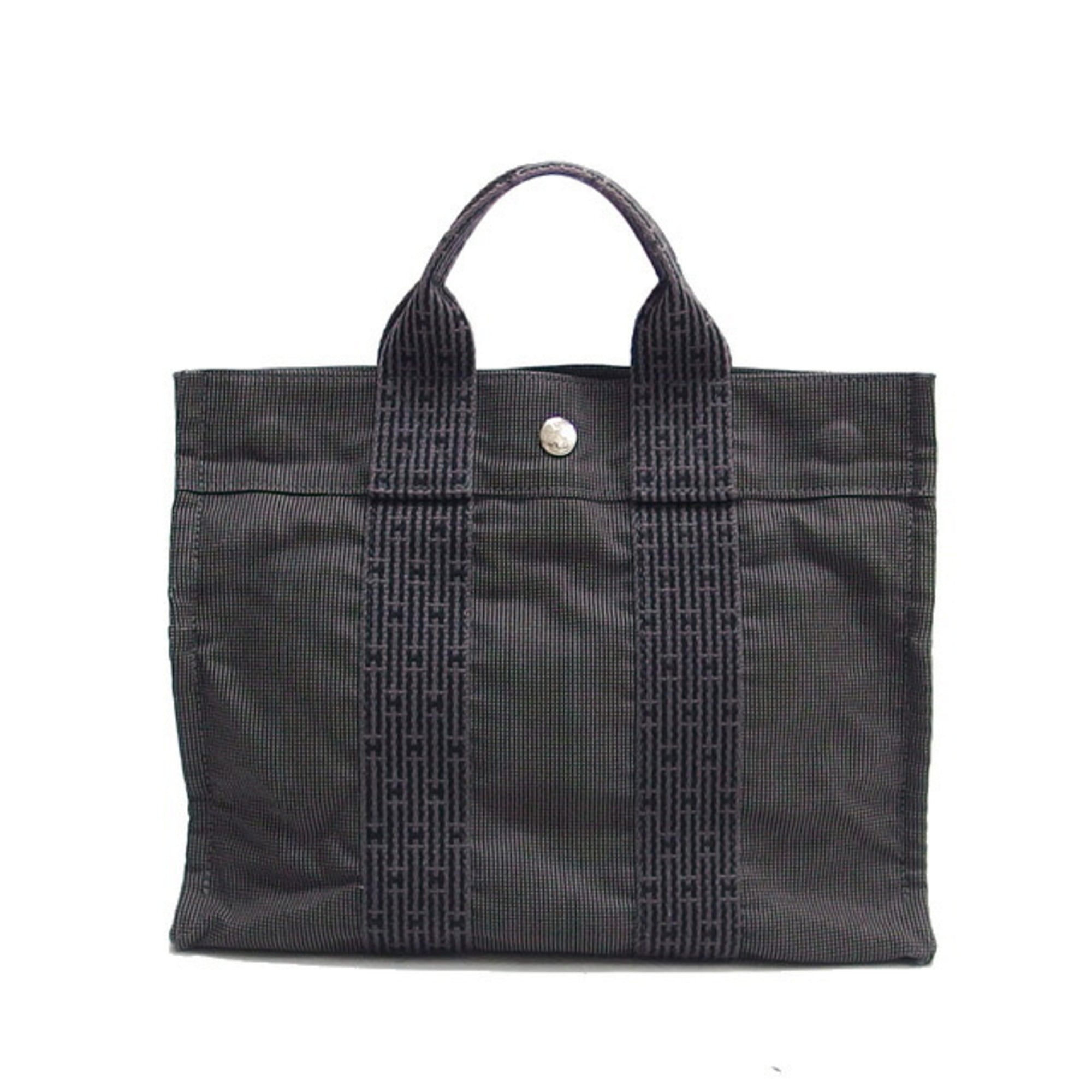 Hermes Her Line Gray Nylon Canvas Handbag Tote Bag (Pre-Owned)