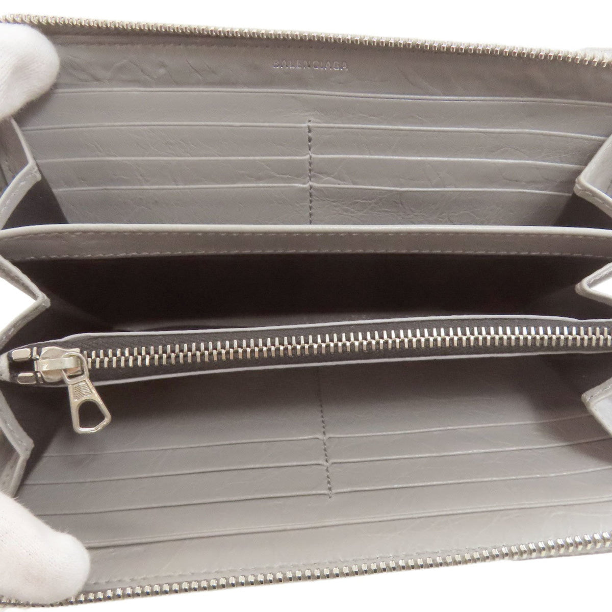 Balenciaga Gray Leather Long Wallet (Bi-Fold) (Pre-Owned)
