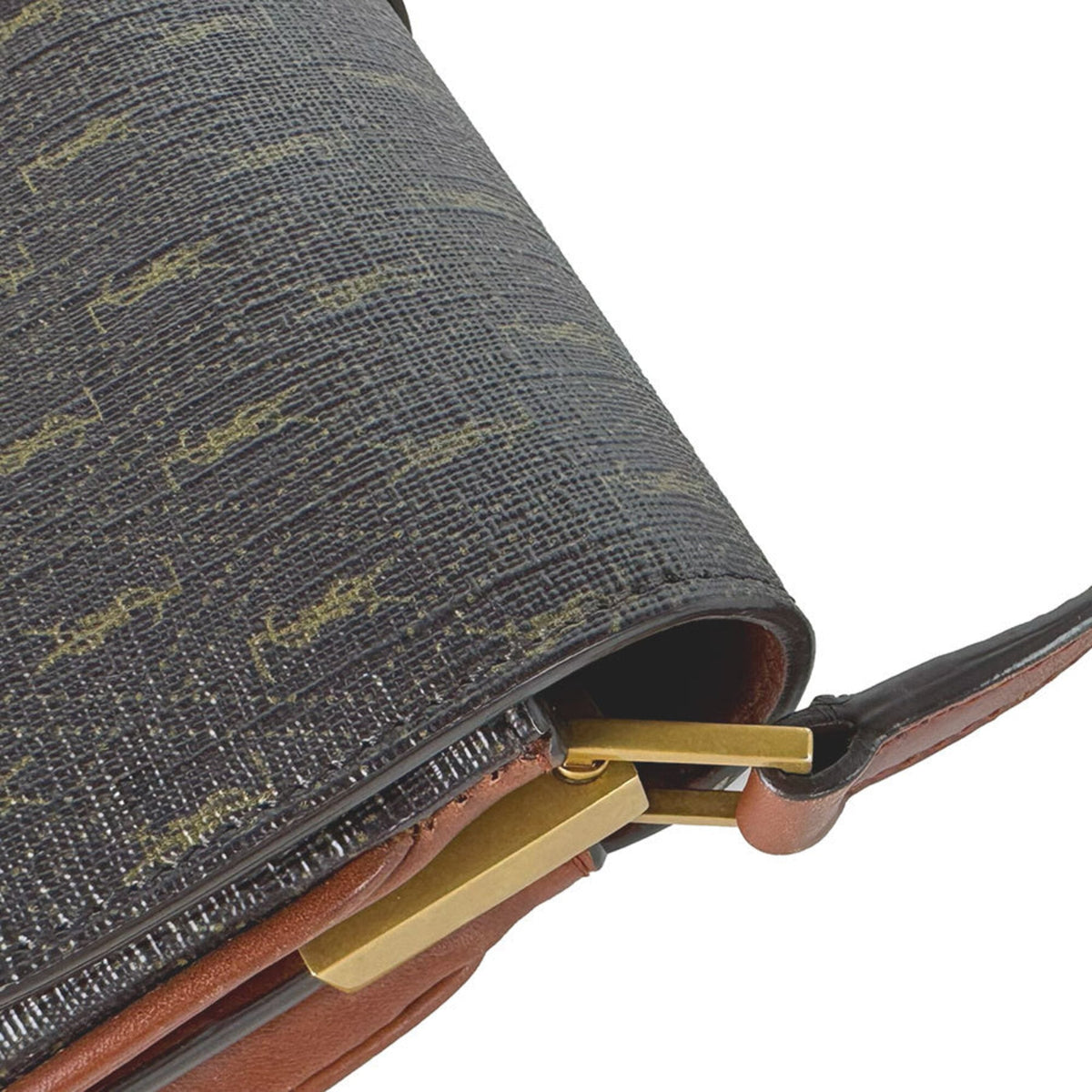 Saint Laurent Brown Coated Canvas Shoulder Bag (Pre-Owned)