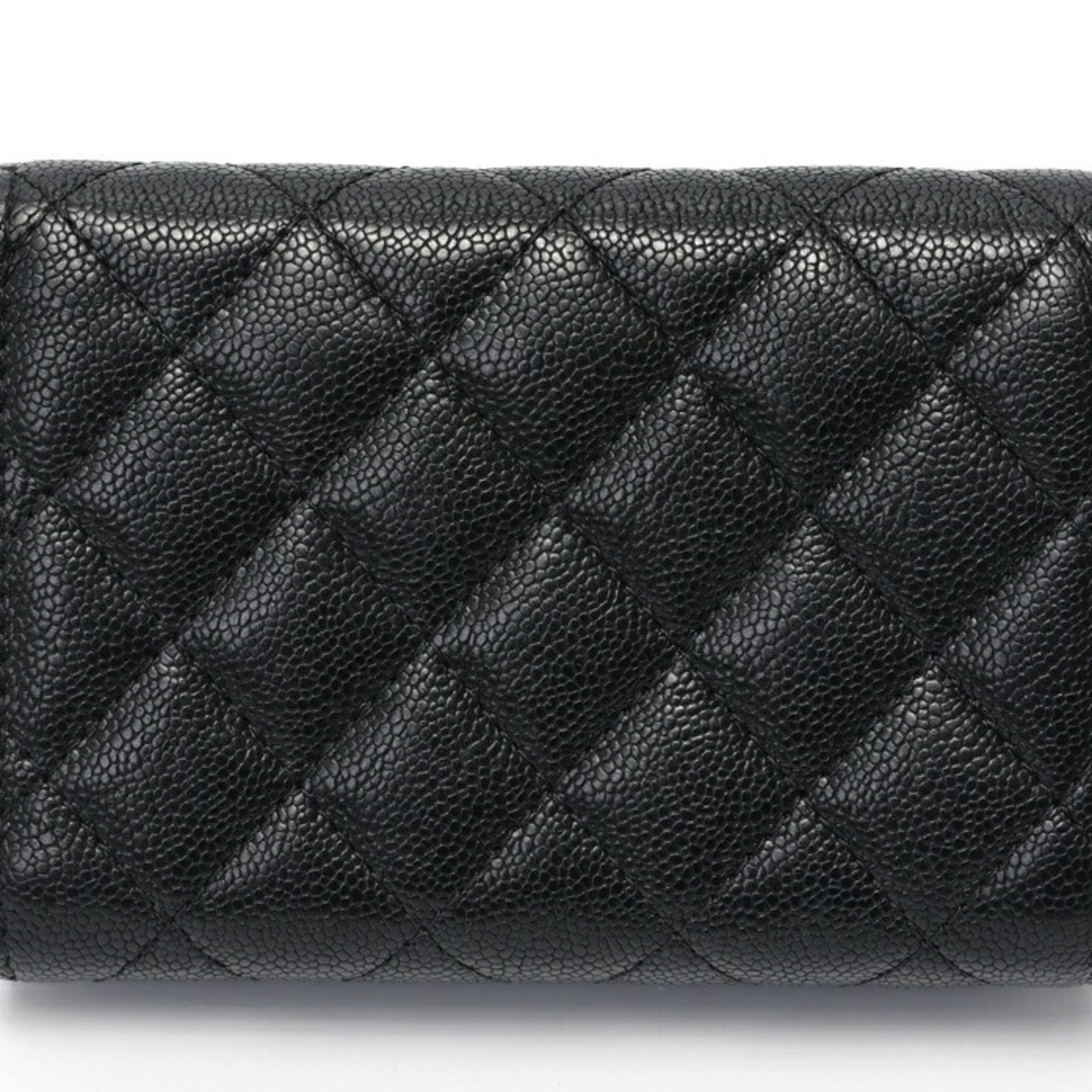Chanel Black Grained Calfskin Wallet (Tri-Fold) (Pre-Owned)