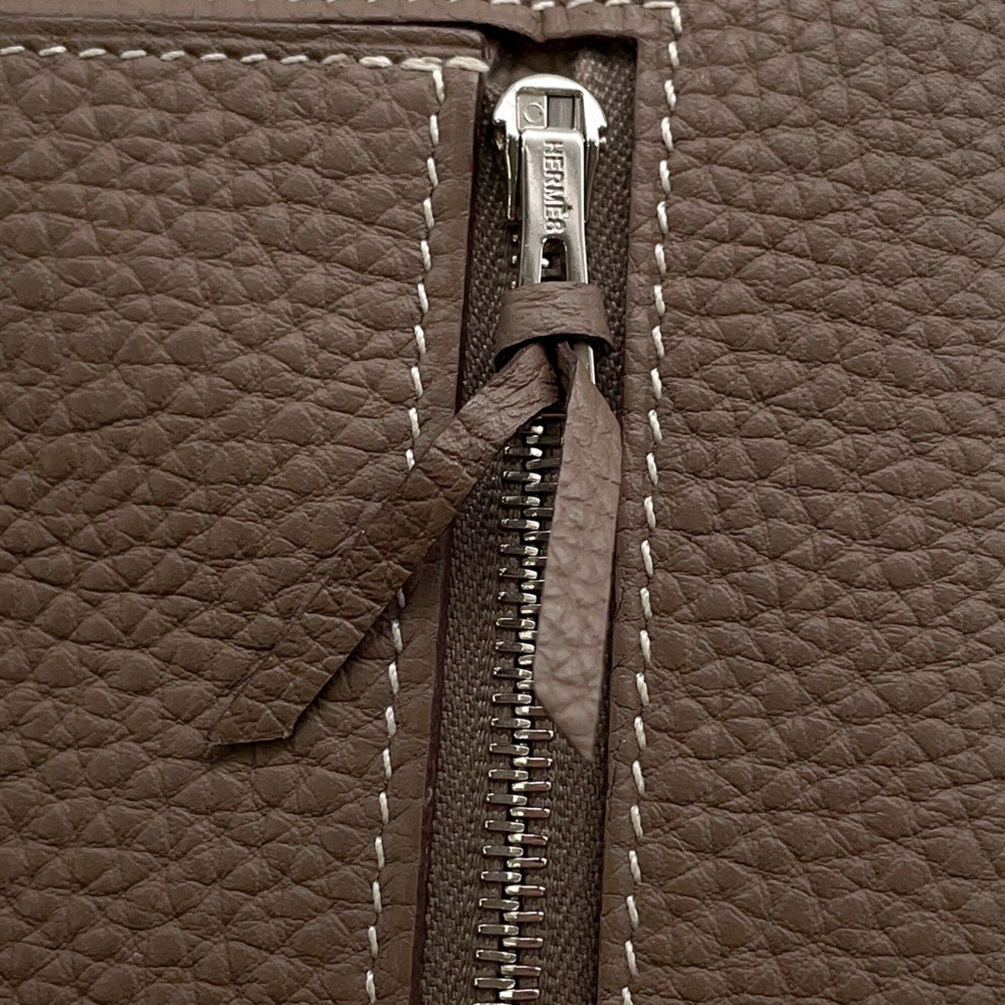 Hermes Etoupe Gray Togo Leather Long Wallet (Bi-Fold) (Pre-Owned)