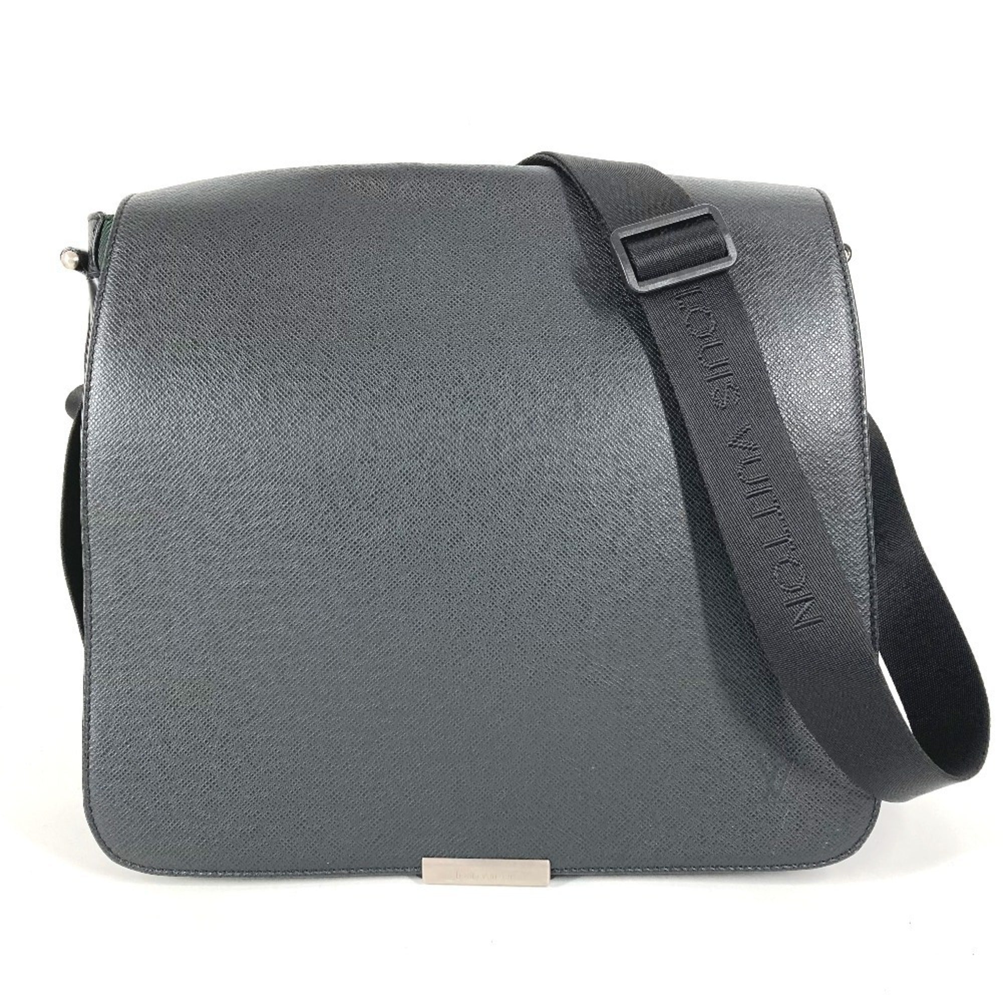 Louis Vuitton Ardoise Black Khaki Taiga Leather Nylon Leather Messenger Bag Shoulder Bag (Pre-Owned)