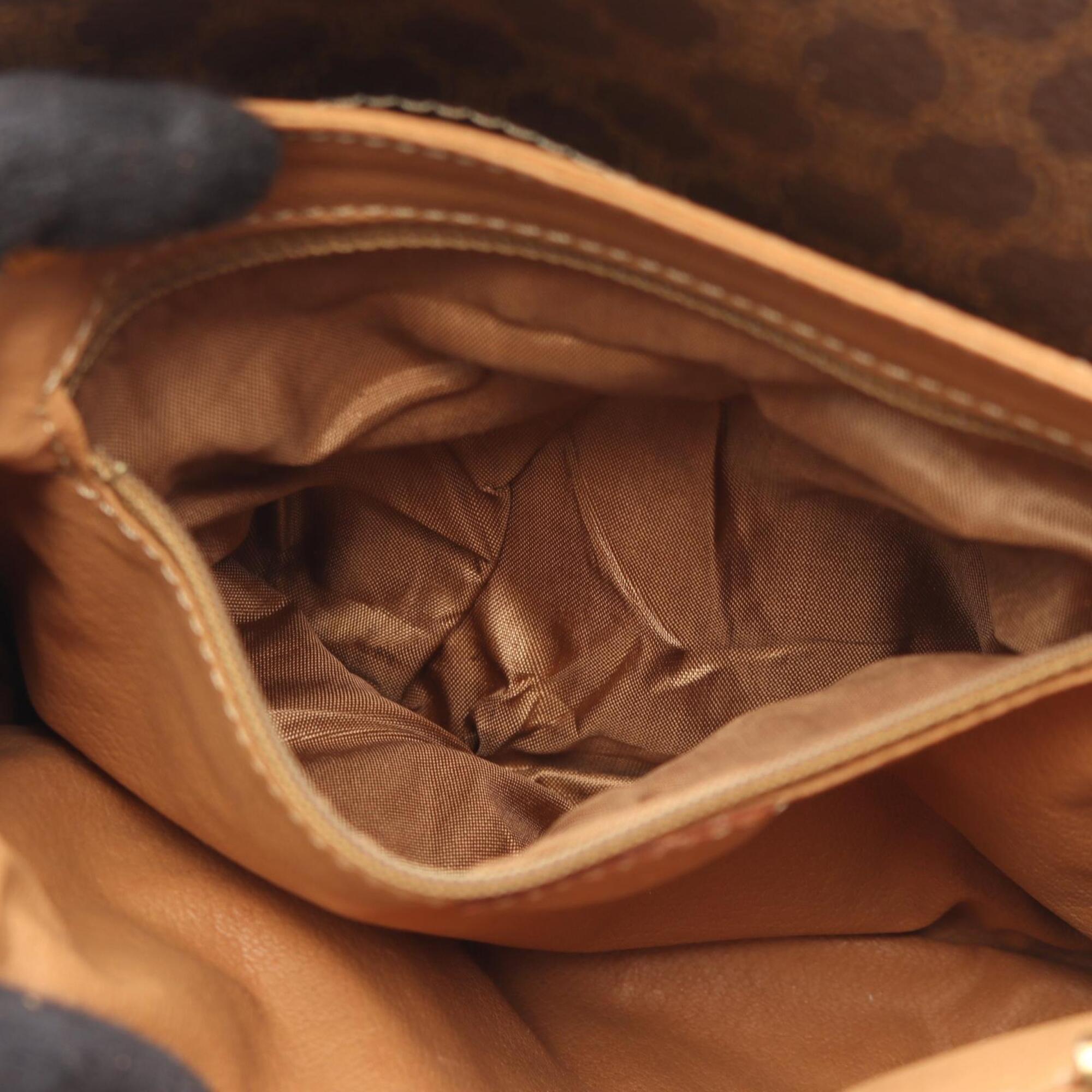 Celine Brown Coated Canvas Leather Handbag Shoulder Bag (Pre-Owned)