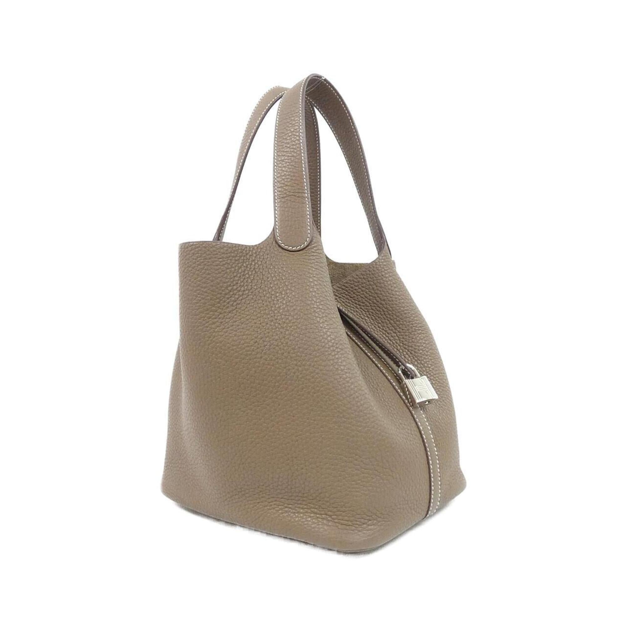 Hermes Beige Etoupe Gray Taurillon Clemence Leather Handbag (Pre-Owned)