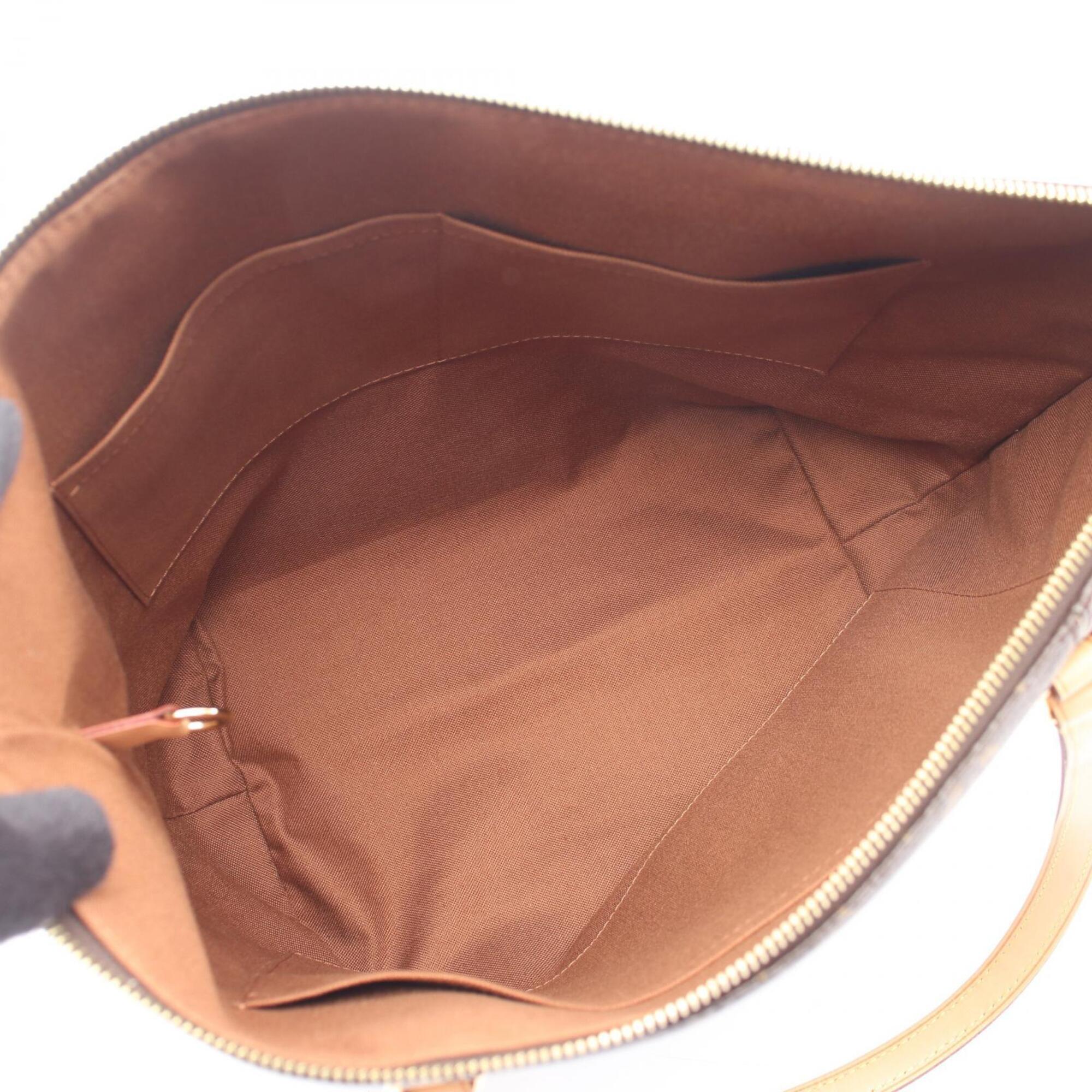Louis Vuitton Brown Coated Canvas Leather Handbag Tote Bag (Pre-Owned)