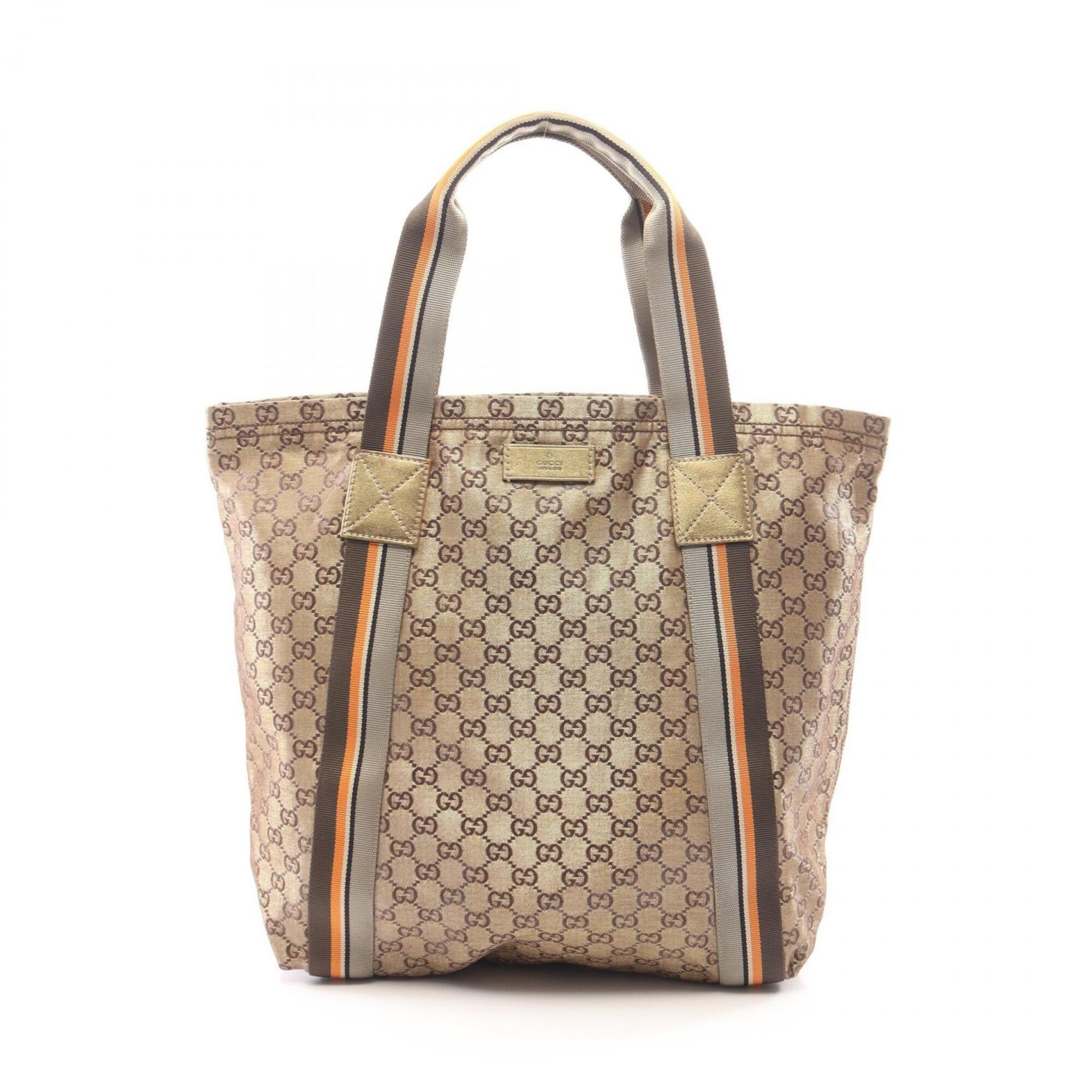 Gucci Brown Gold Canvas Tote Bag (Pre-Owned)