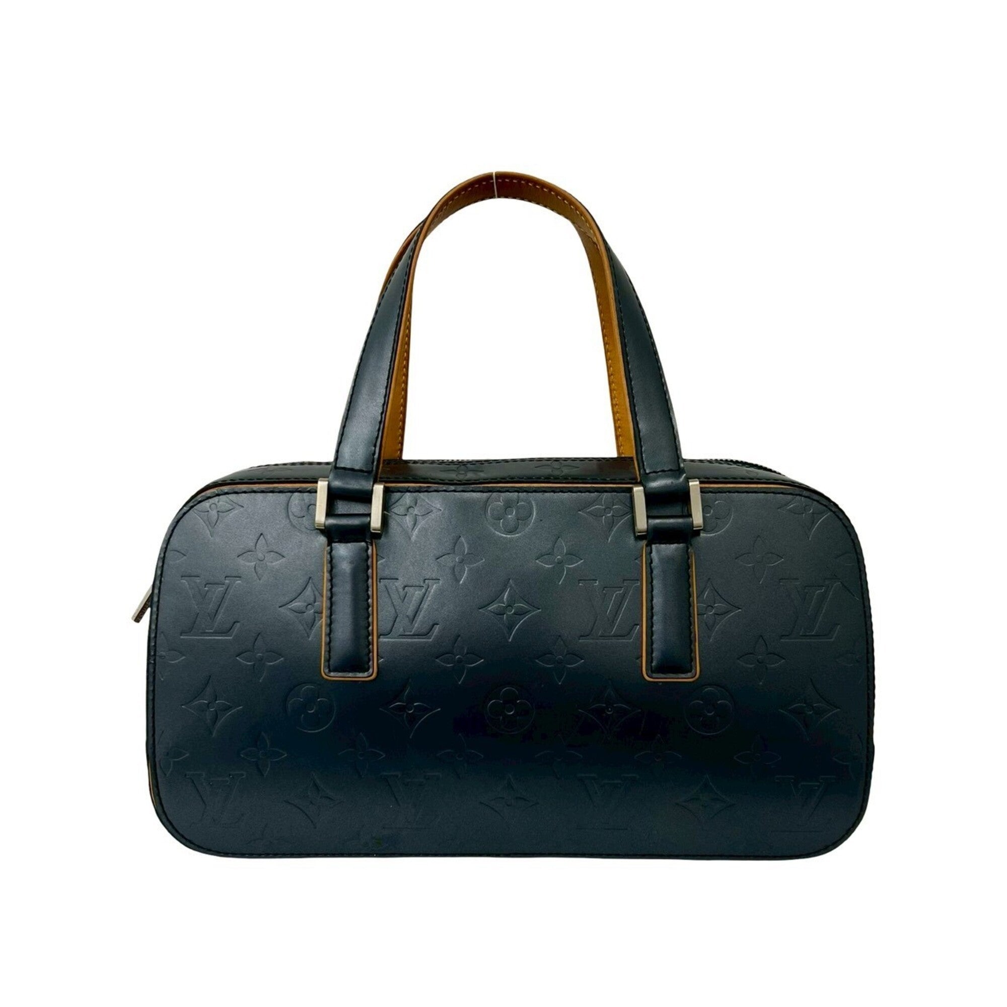 Louis Vuitton Navy Leather Boston Bag Handbag (Pre-Owned)