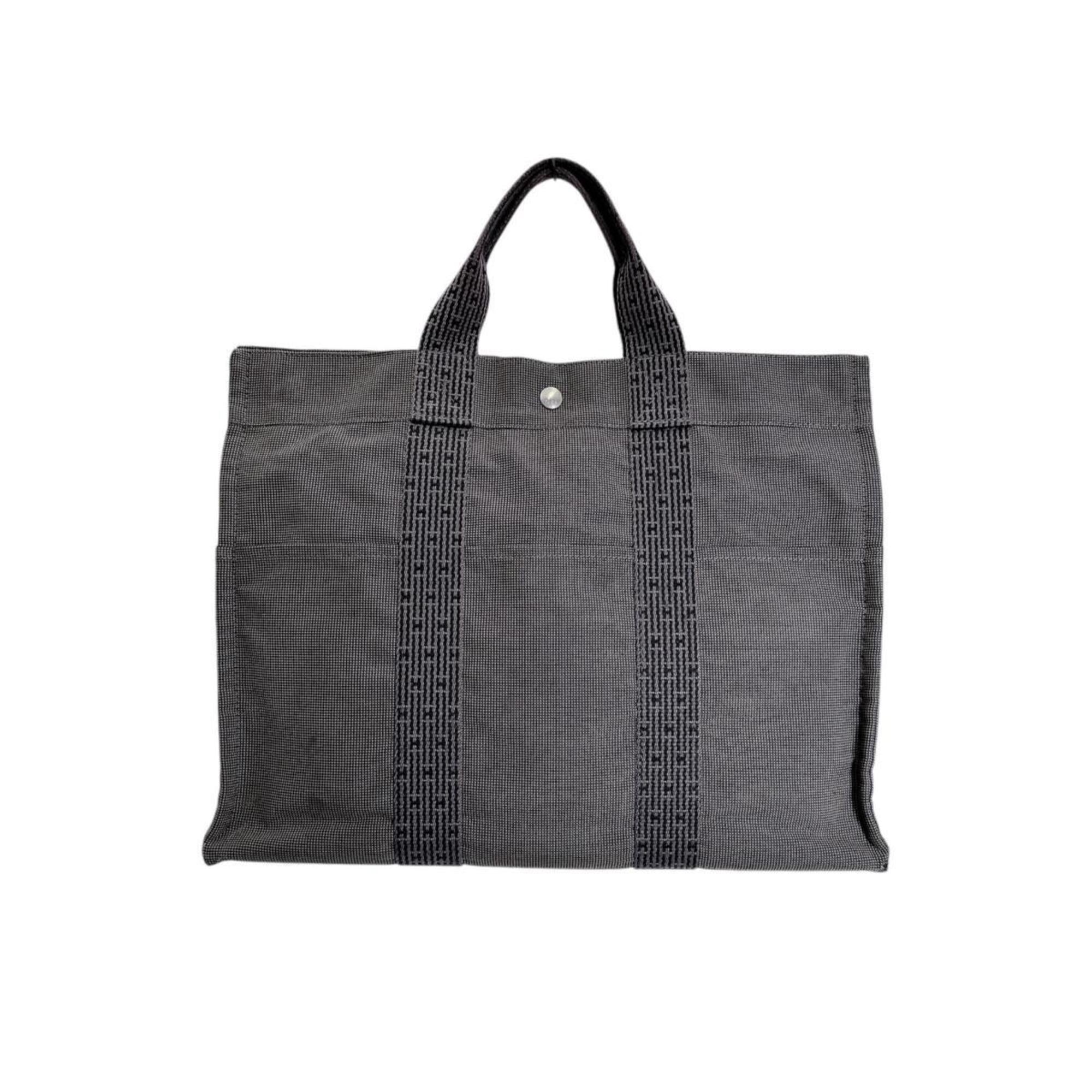 Hermes Her Line Gray Nylon Polyester Handbag Tote Bag (Pre-Owned)