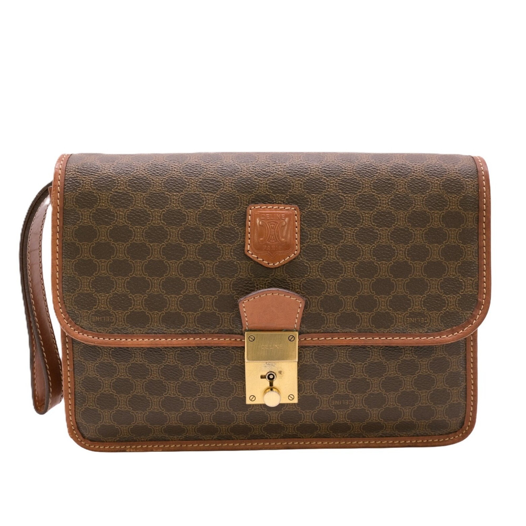 Celine Brown Pvc Leather Clutch Bag (Pre-Owned)