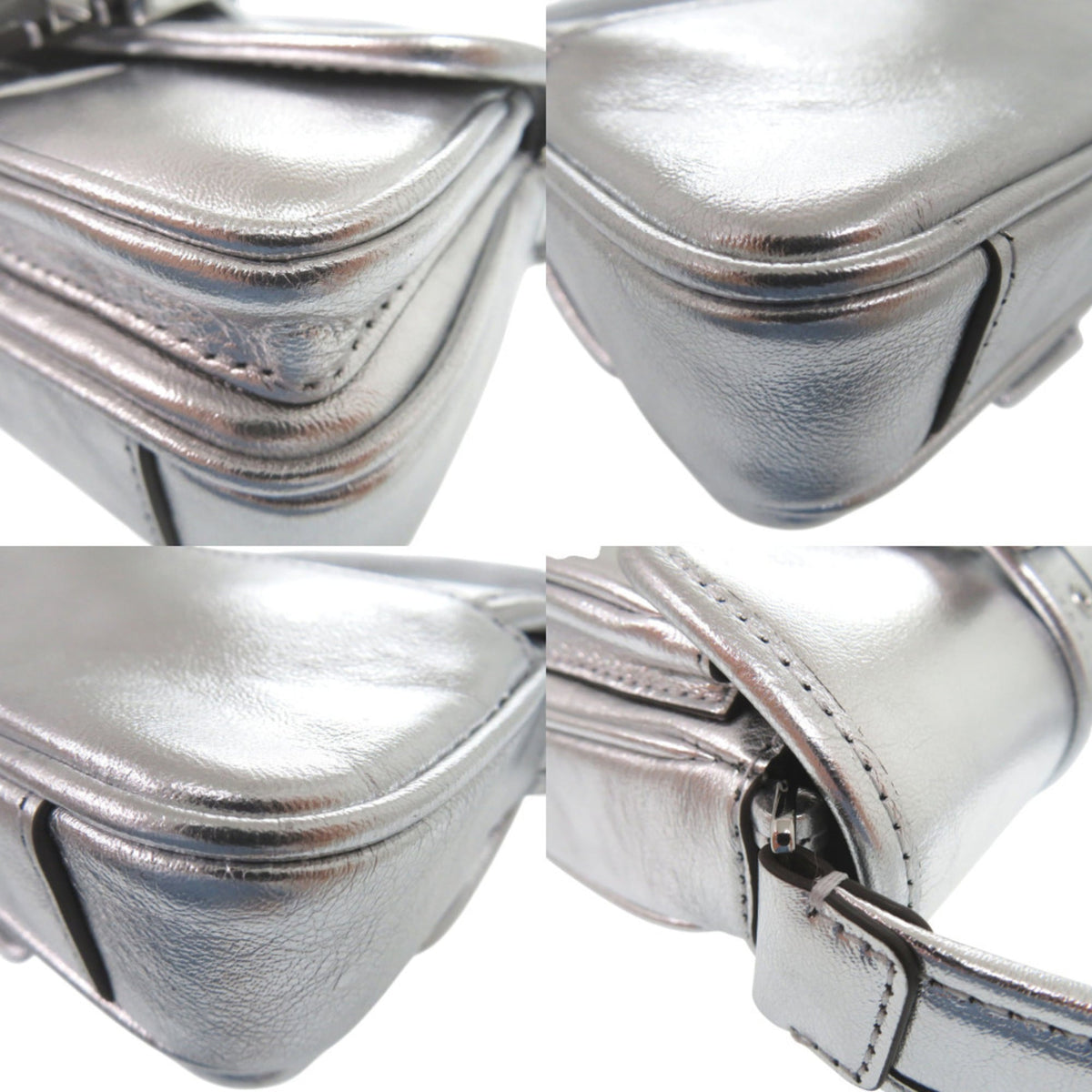 Michael Kors Metallic Silver Leather Shoulder Bag (Pre-Owned)