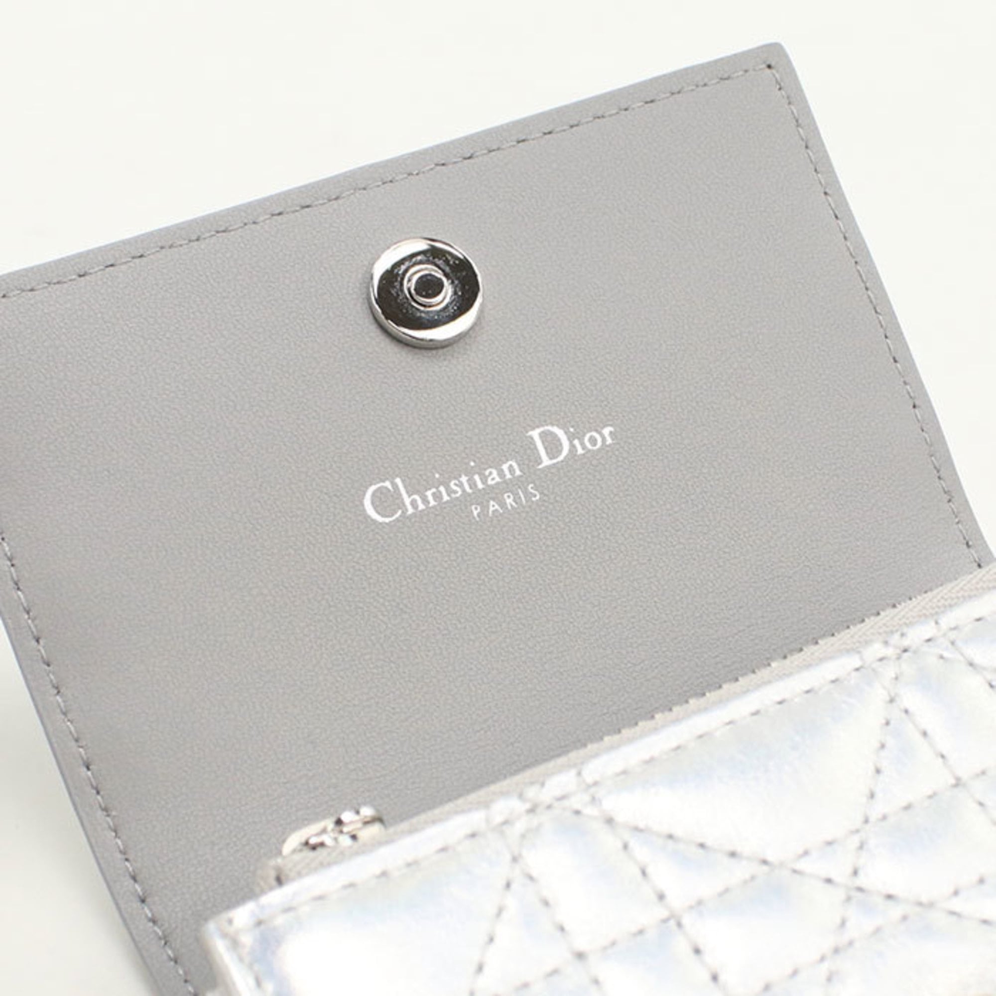 Christian Dior Silver Leather Wallet (Bi-Fold) (Pre-Owned)