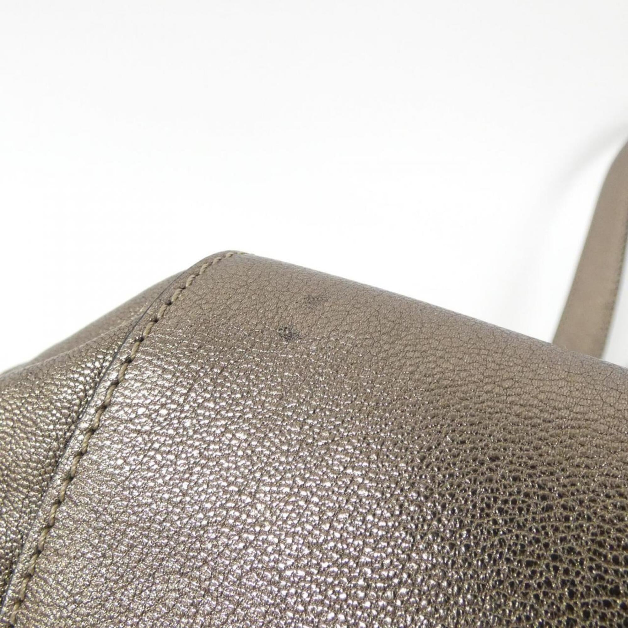 Loewe Beige Beige Gold Gold Leather Handbag Tote Bag (Pre-Owned)