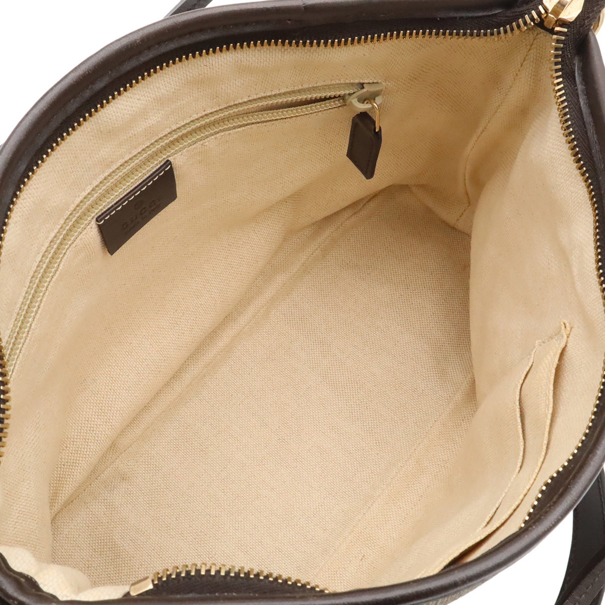Gucci Gg Plus Beige Dark Brown Gg Supreme Canvas Pvc Coated Canvas Leather Handbag Shoulder Bag Tote Bag (Pre-Owned)