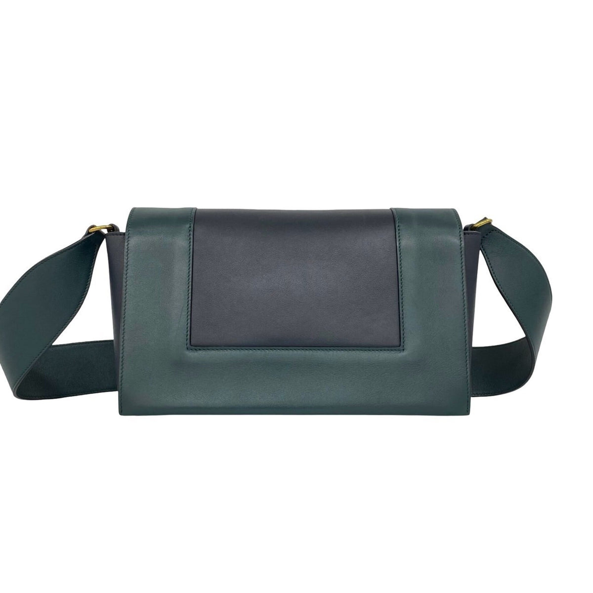 Celine Green Navy Leather Pochette Shoulder Bag (Pre-Owned)
