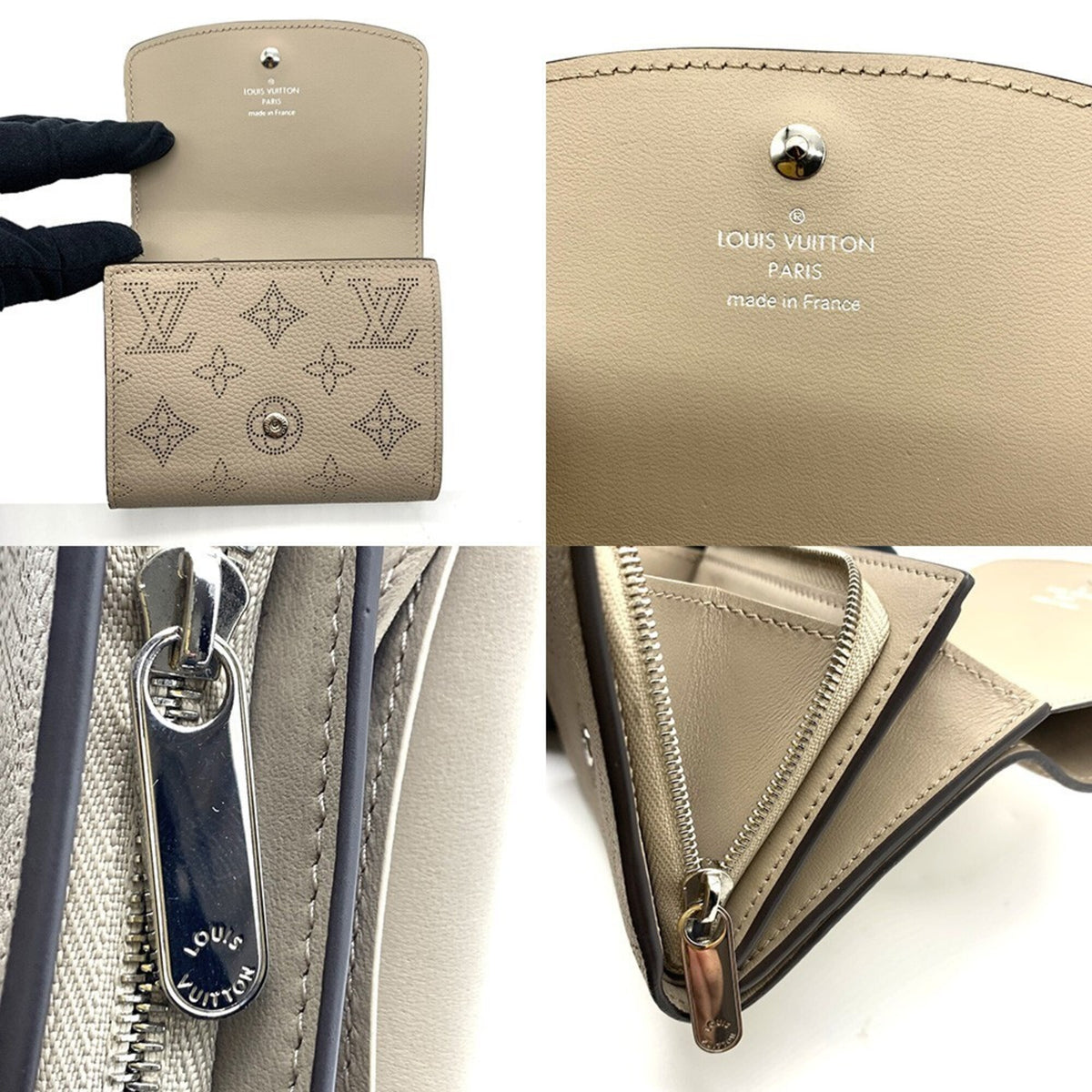 Louis Vuitton Mahina Beige Leather Wallet (Bi-Fold) (Pre-Owned)