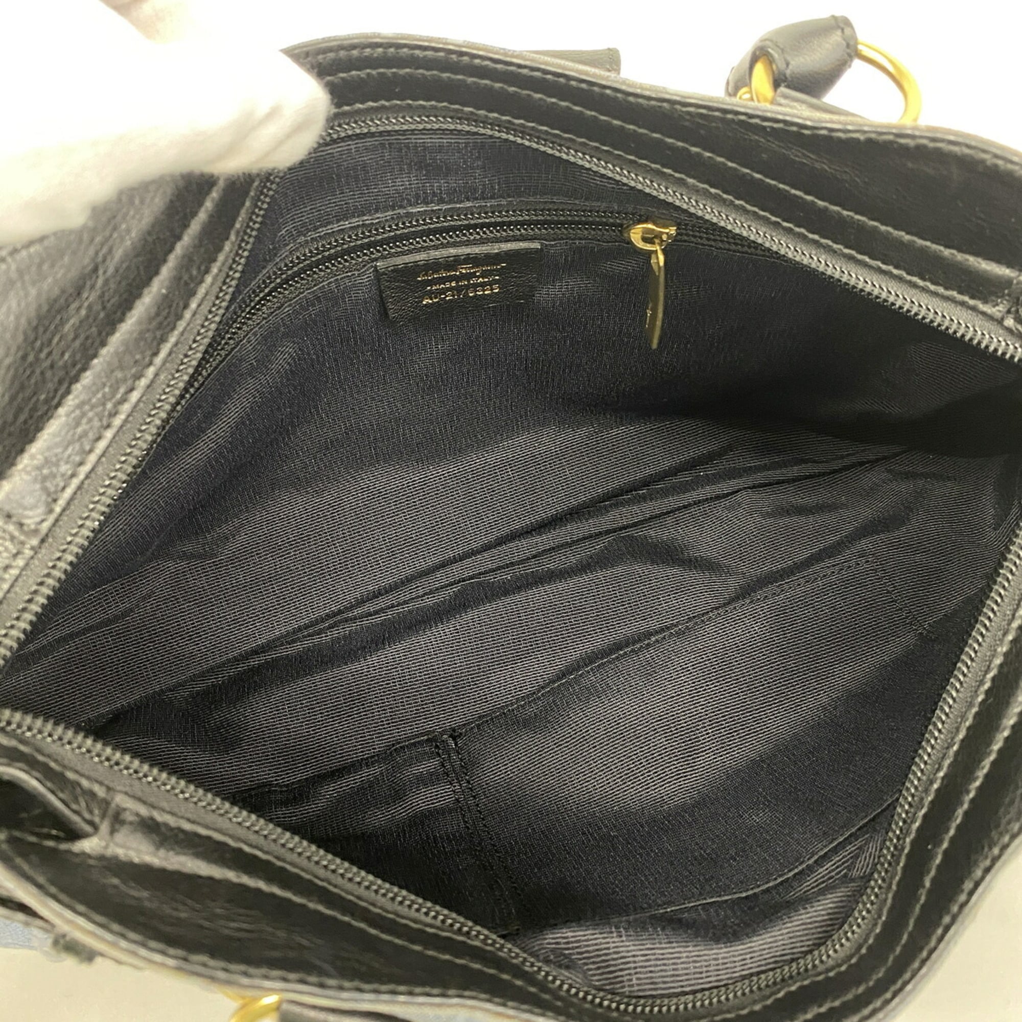 Salvatore Ferragamo Black Blue Canvas Handbag (Pre-Owned)