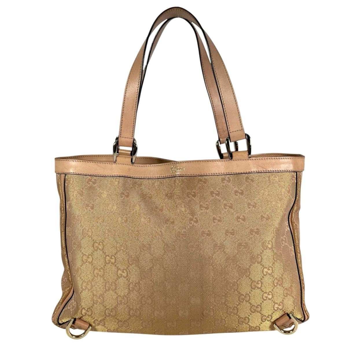 Gucci Gold Pink Beige Gg Canvas Tote Bag (Pre-Owned)