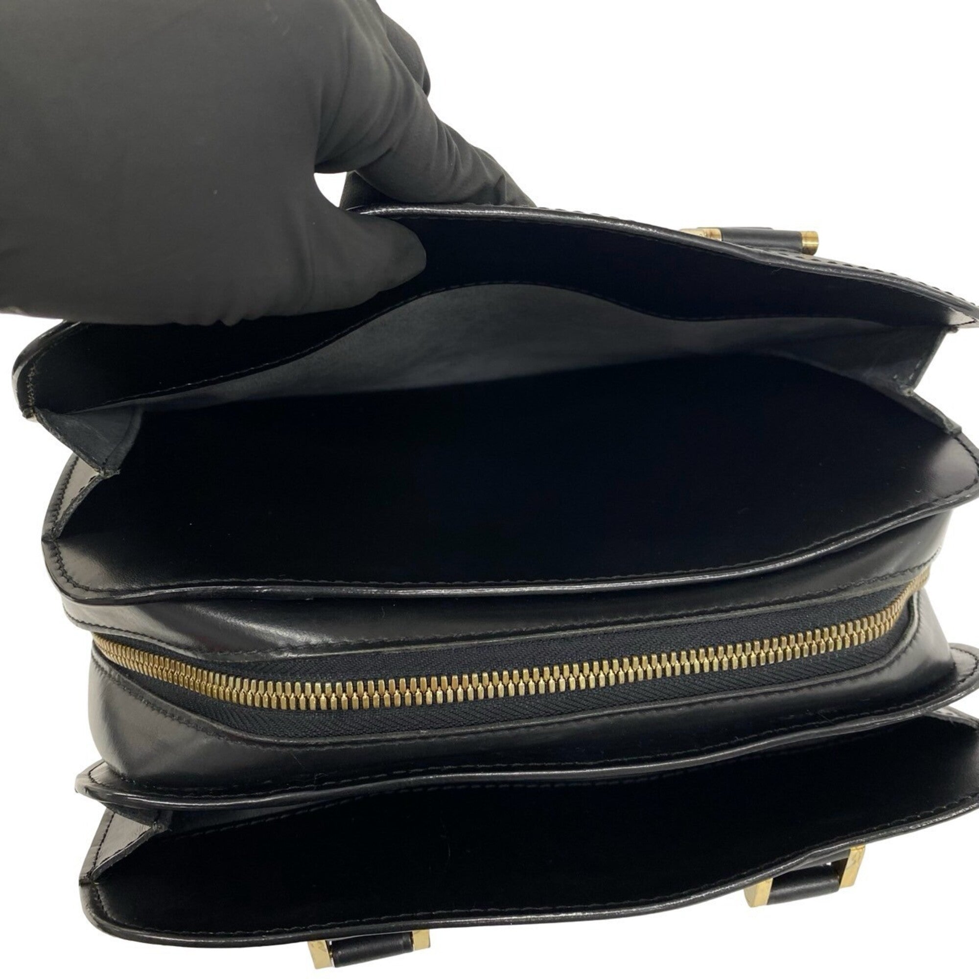 Louis Vuitton Black Leather Handbag Tote Bag (Pre-Owned)