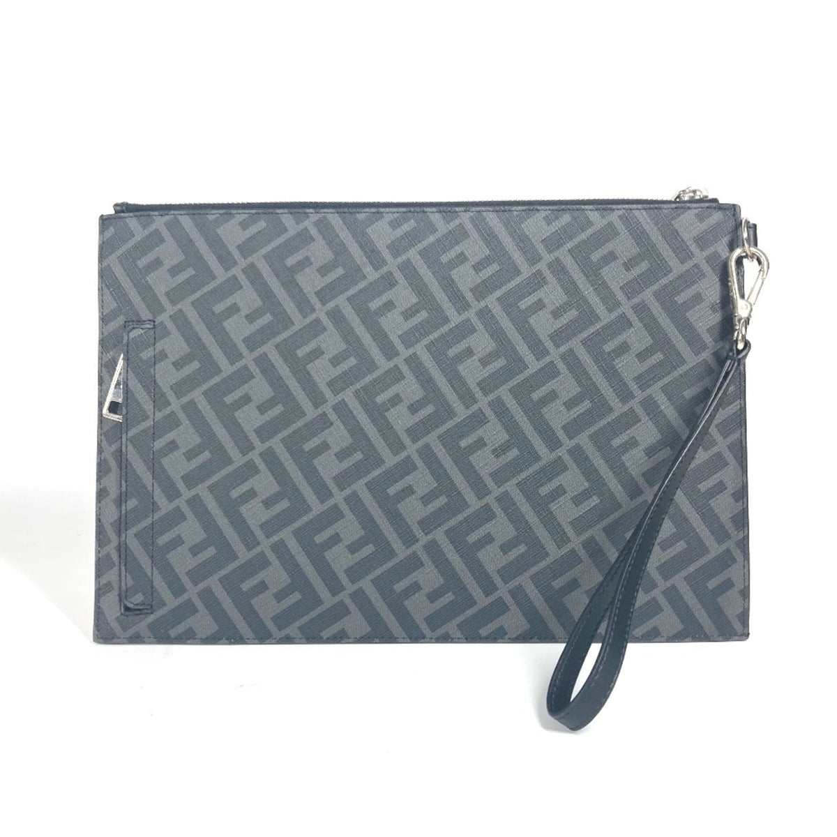 Fendi Black Gray Yellow Leather Clutch Bag Pouch (Pre-Owned)