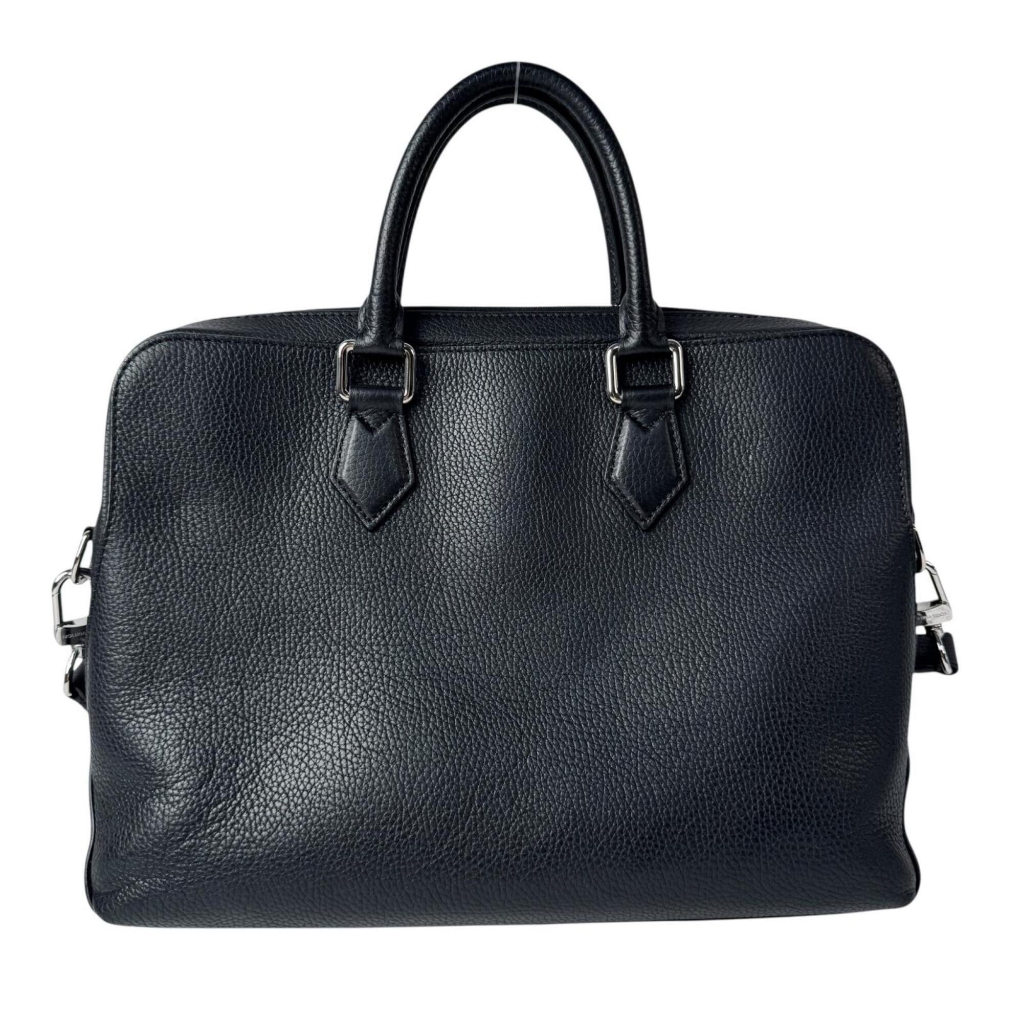 Louis Vuitton Black Leather Briefcase Shoulder Bag (Pre-Owned)