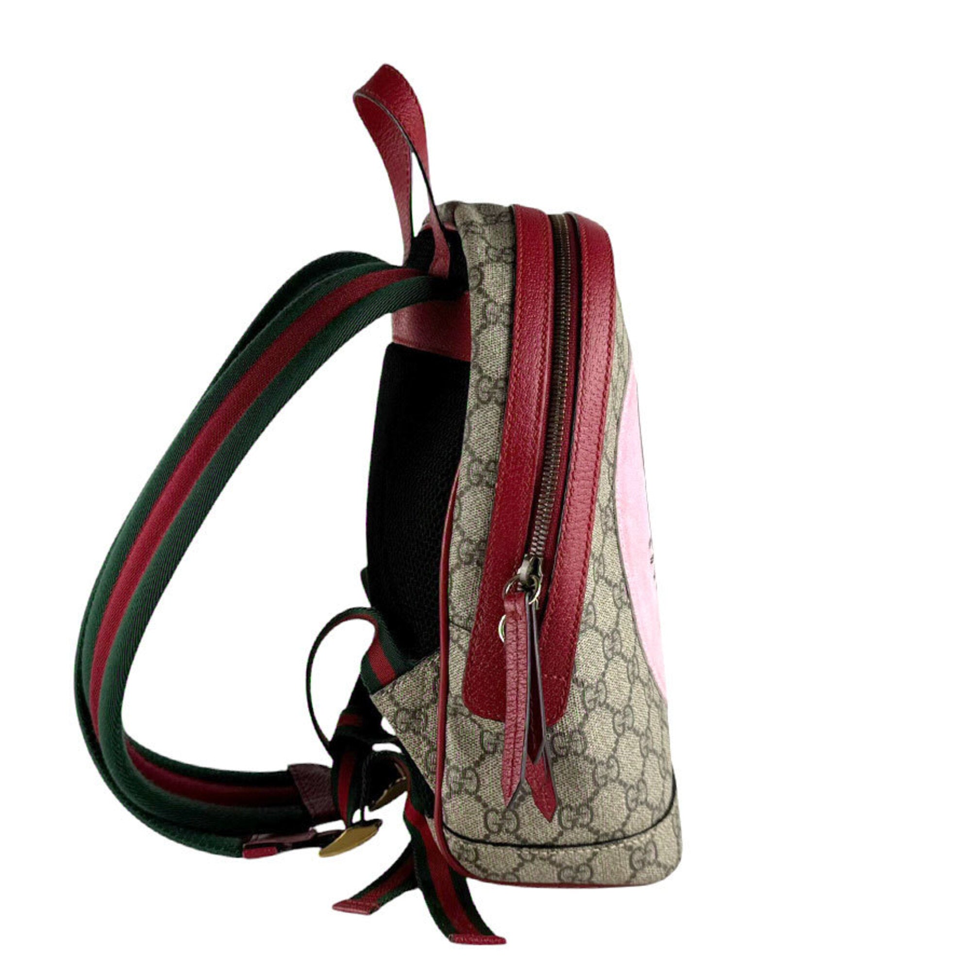 Gucci Brown Pink Red Color Gg Supreme Backpack (Pre-Owned)