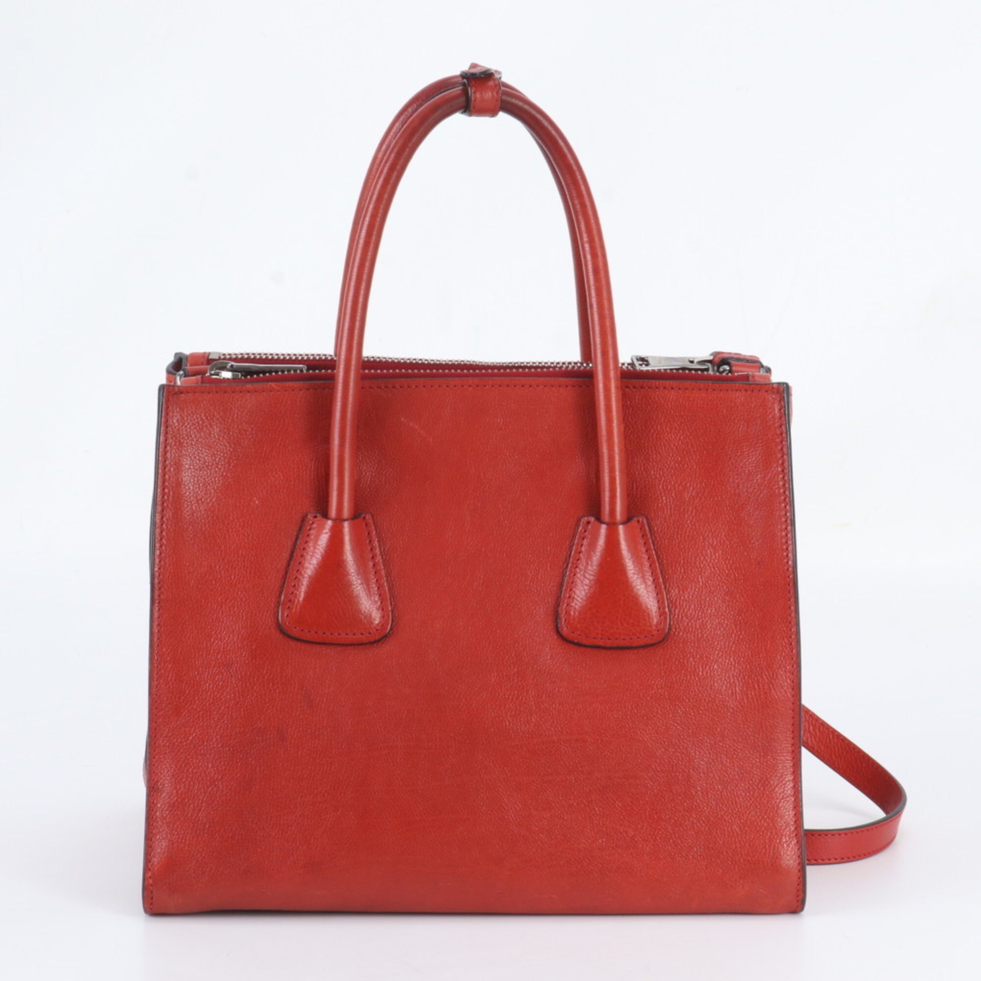Prada Red Color Leather Shoulder Bag (Pre-Owned)