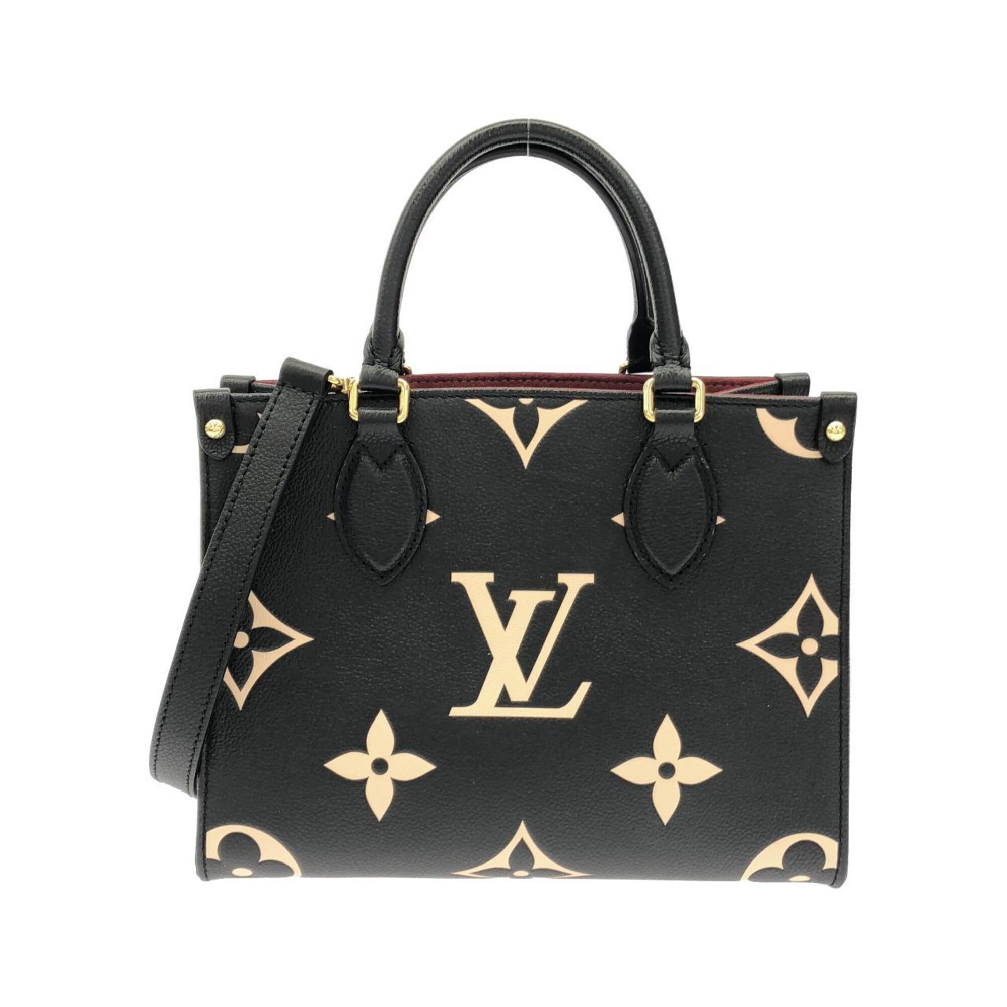 Louis Vuitton Beige Black Leather Handbag (Pre-Owned)