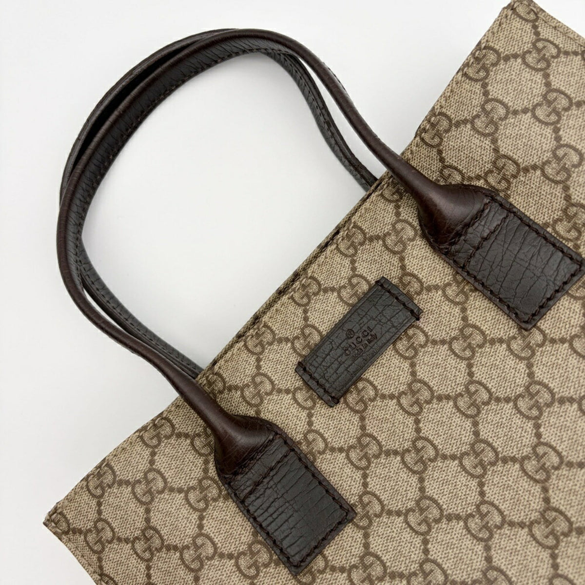 Gucci Beige Dark Brown Pvc Leather Tote Bag (Pre-Owned)