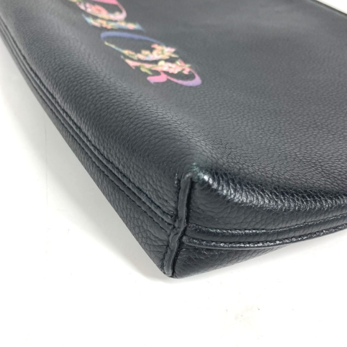 Christian Dior Black Leather Clutch Bag Handbag Pouch (Pre-Owned)