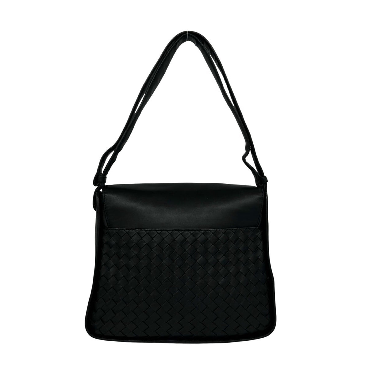 Bottega Veneta Black Leather Handbag Shoulder Bag (Pre-Owned)