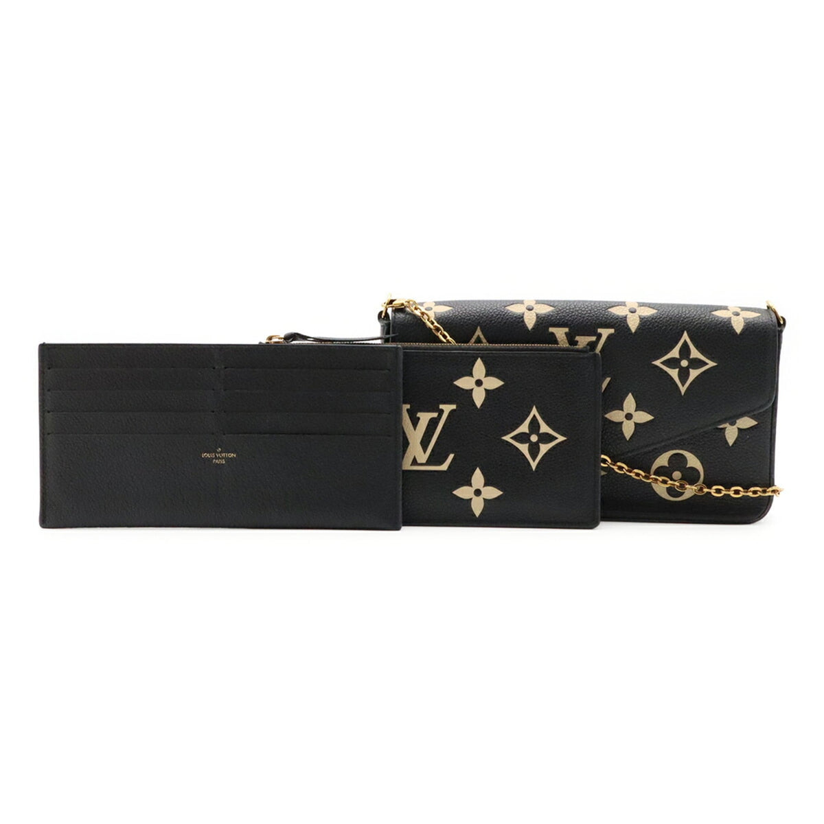 Louis Vuitton Beige Black Monogram Empreinte Leather Clutch Bag Pochette Shoulder Bag (Pre-Owned)