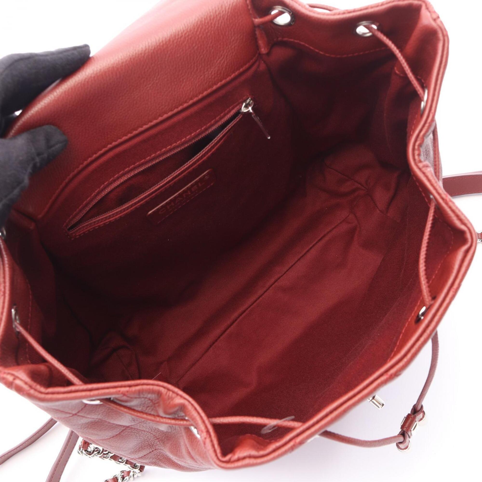 Chanel Bordeaux Grained Calfskin Backpack Handbag (Pre-Owned)