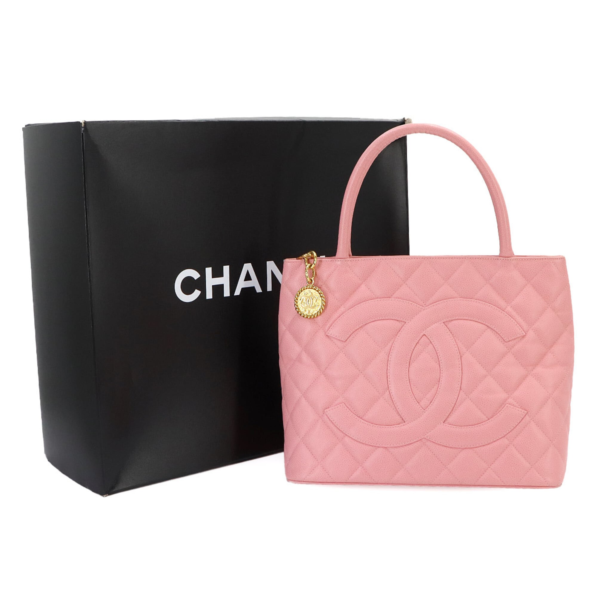 Chanel Pink Grained Calfskin Handbag Tote Bag (Pre-Owned)