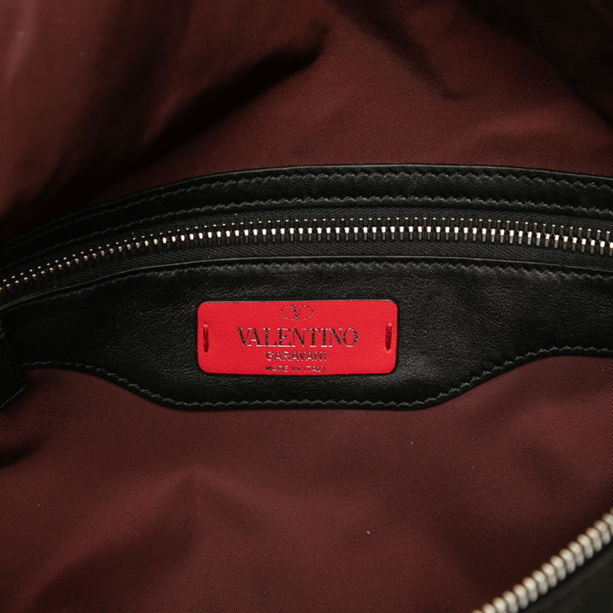 Valentino Black Red Color Nylon Leather Sling Bag (Pre-Owned)