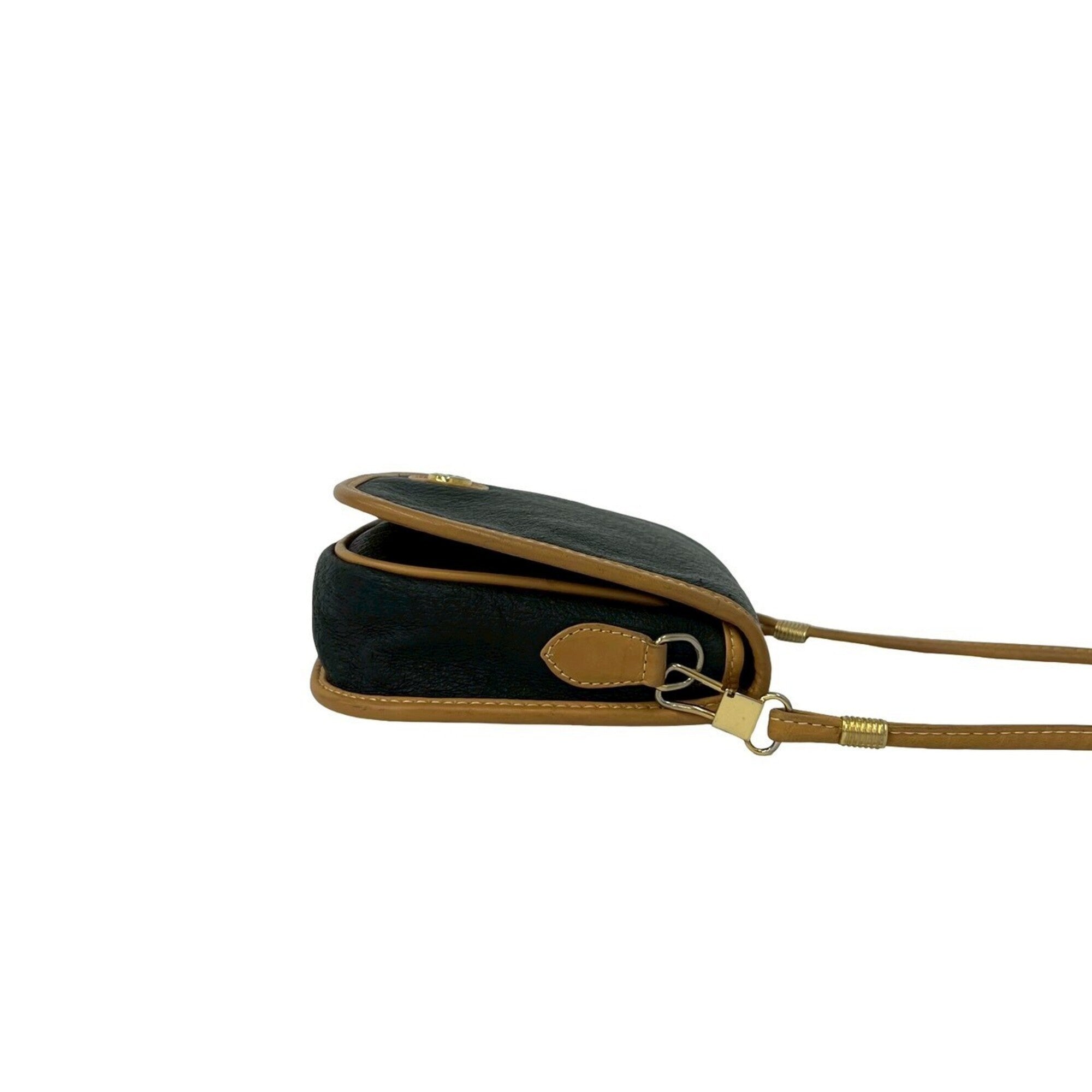 Gucci Beige Black Leather Shoulder Bag (Pre-Owned)