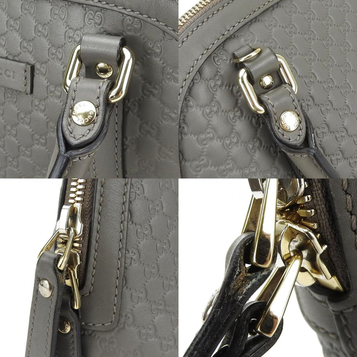 Gucci Gray Leather Handbag Shoulder Bag (Pre-Owned)