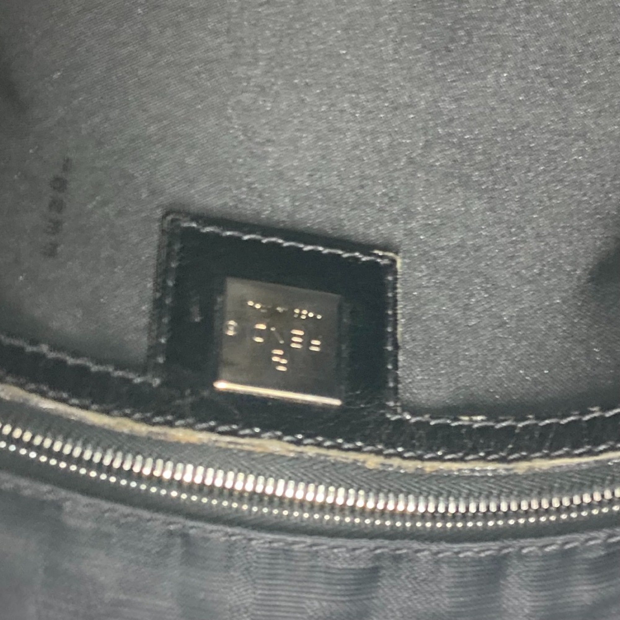 Fendi Zucca Black Nylon Leather Handbag Tote Bag (Pre-Owned)