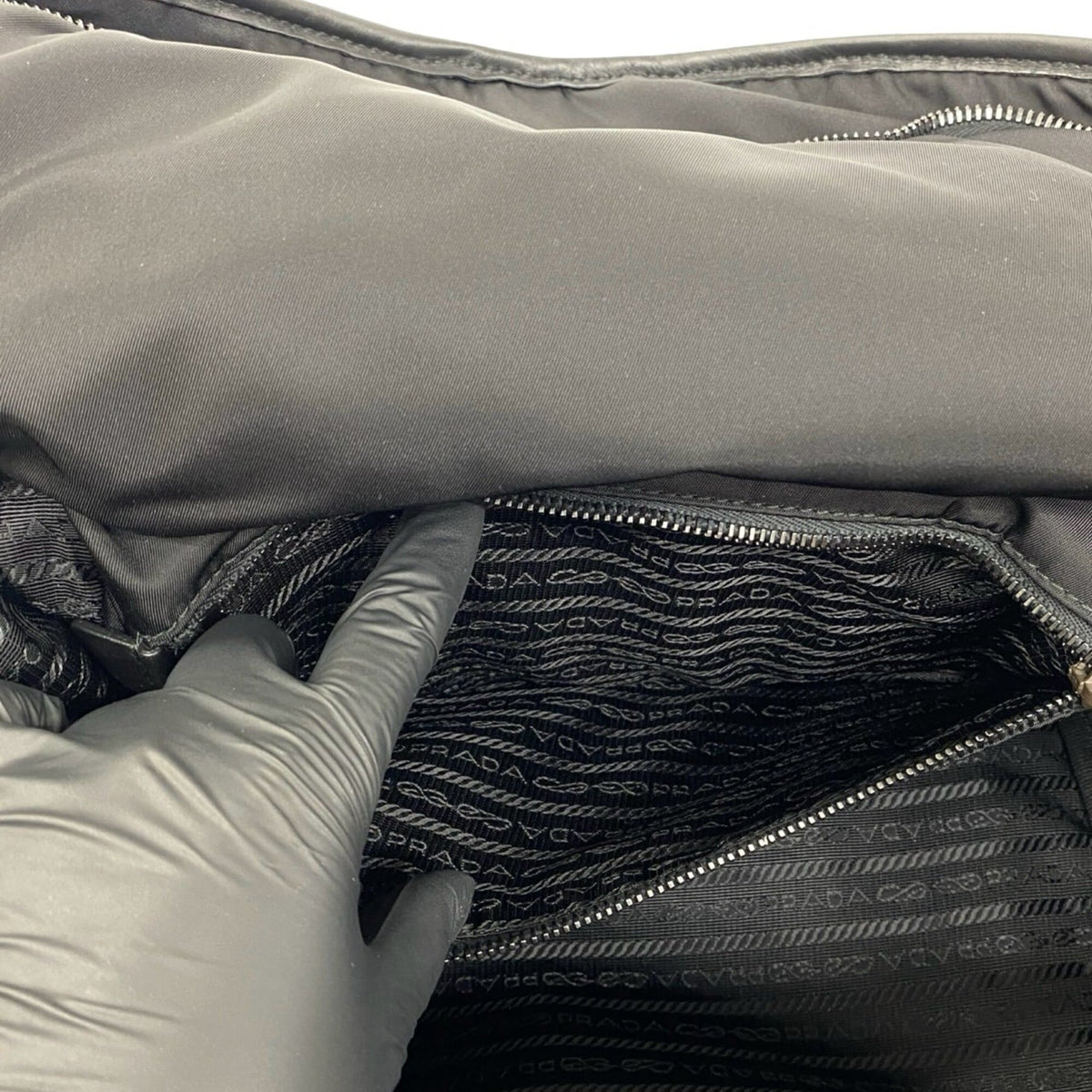 Prada Black Nylon Leather Shoulder Bag Vanity Bag (Pre-Owned)