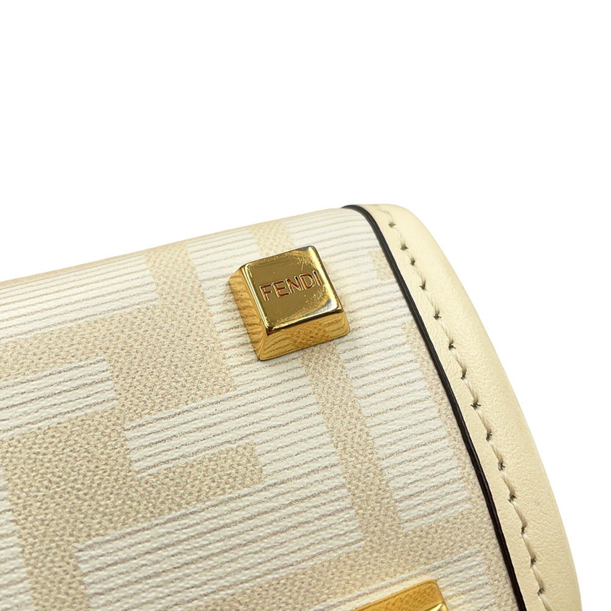 Fendi White Yellow Leather Handbag Shoulder Bag (Pre-Owned)