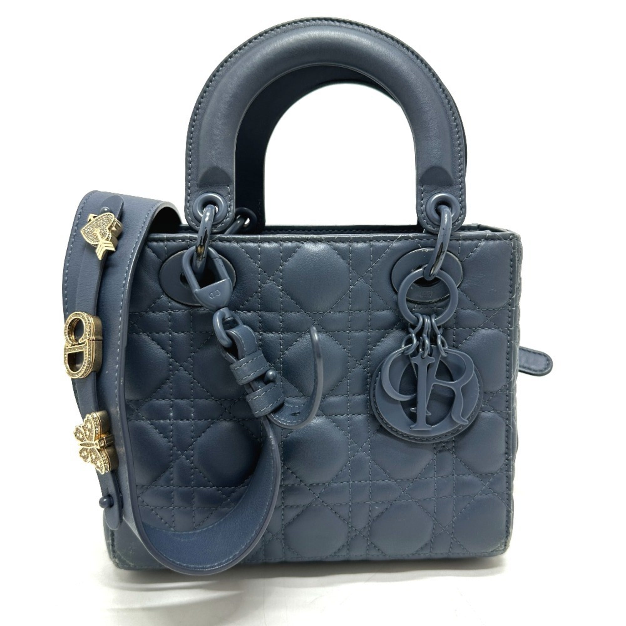 Christian Dior Blue Leather Handbag Shoulder Bag (Pre-Owned)