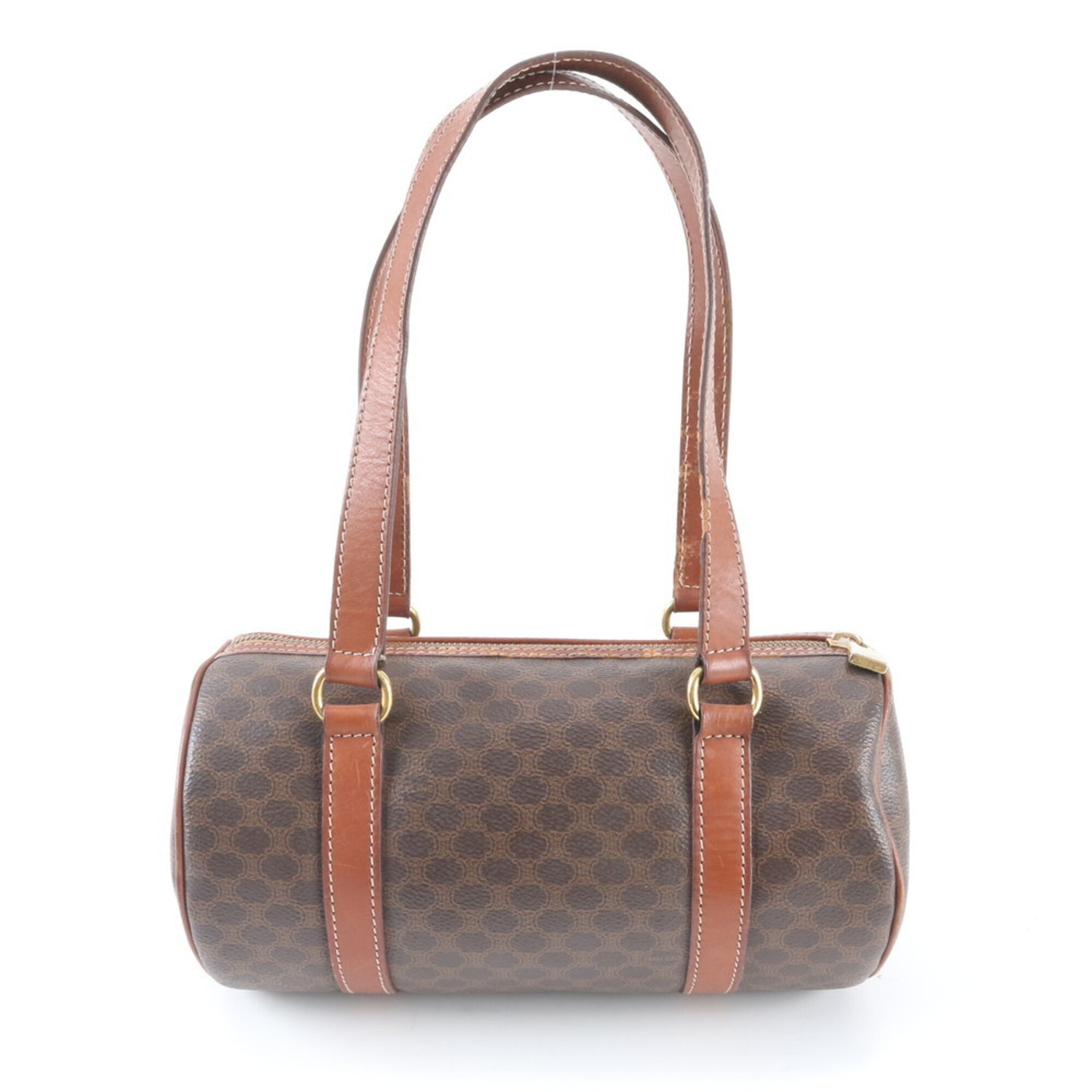 Celine Brown Leather Coated Canvas Shoulder Bag (Pre-Owned)